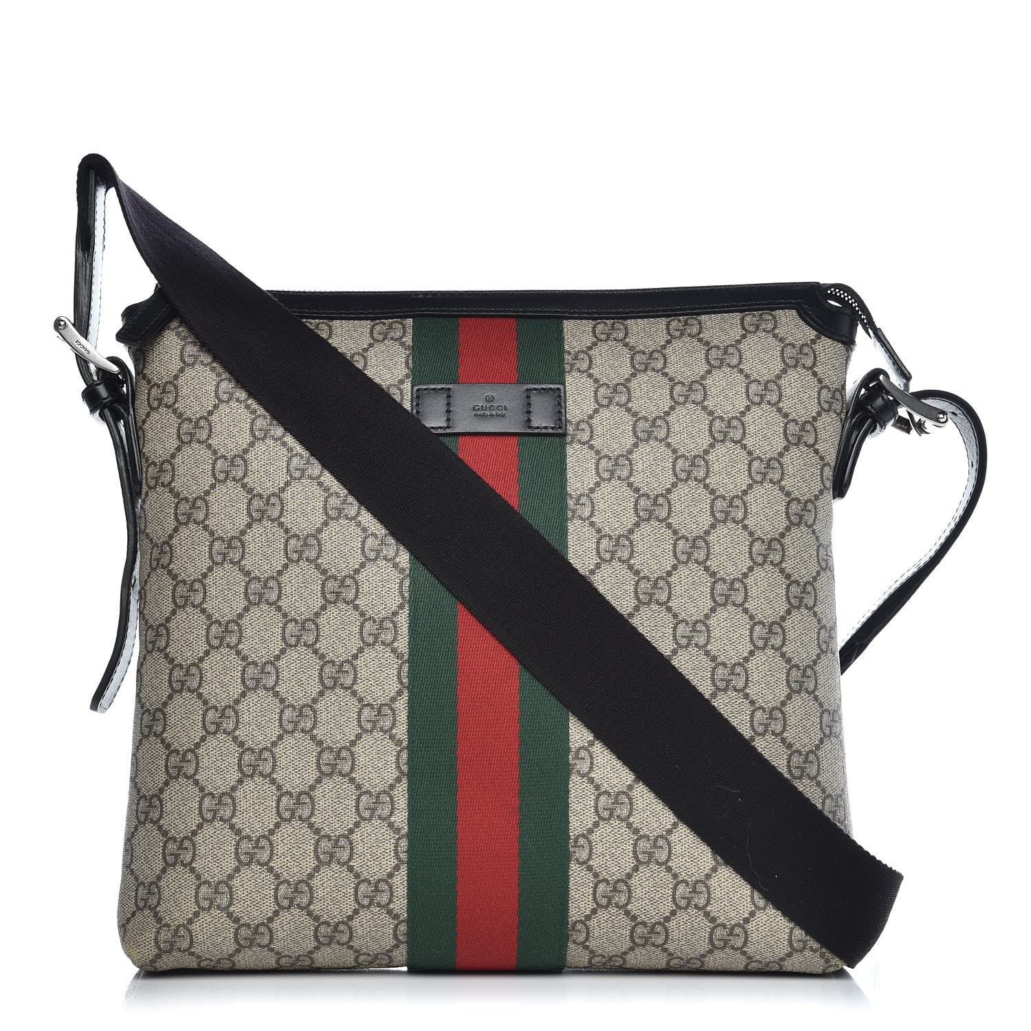 GUCCI GG Supreme Monogram Web Messenger Bag Black 344469