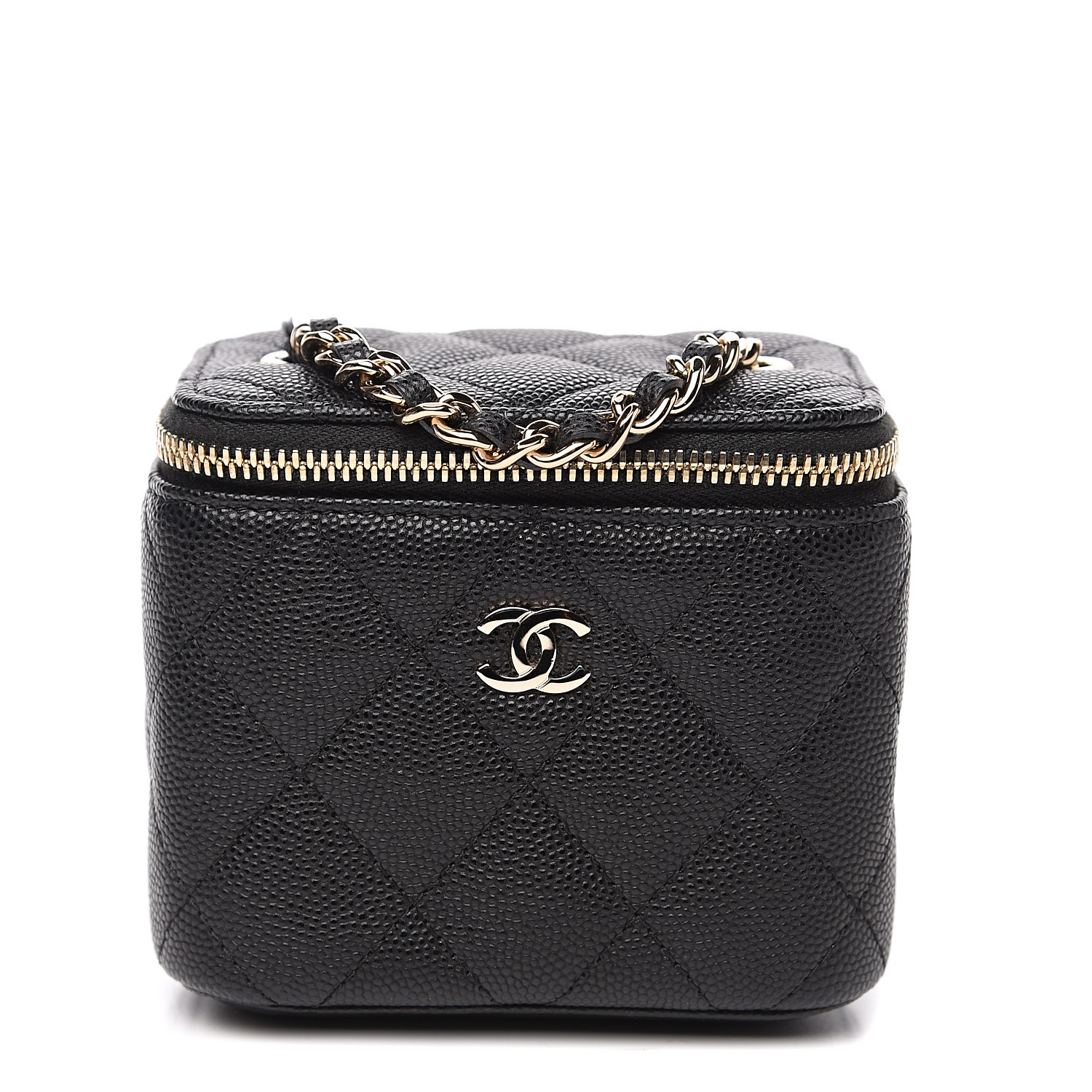 Chanel Caviar Quilted Mini Vanity Case With Chain Black