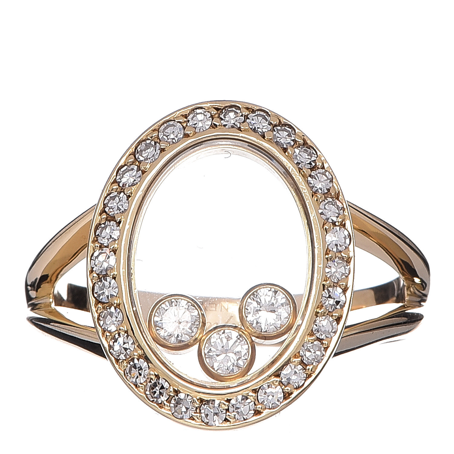 Chopard K Yellow Gold Diamond Happy Diamonds Oval Ring