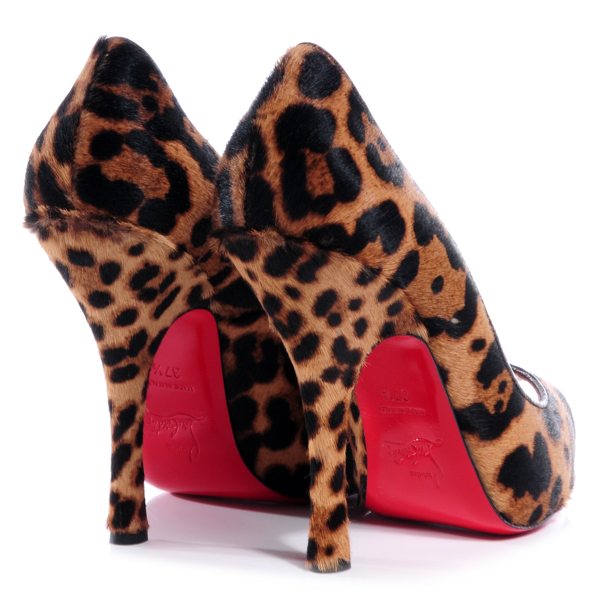 Christian Louboutin Leopard Print Calf Hair Maryl Peep Toe Pumps