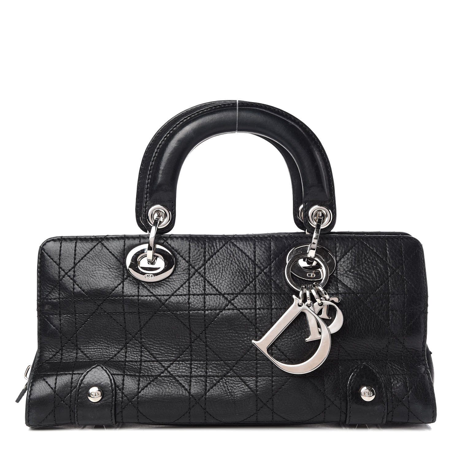 CHRISTIAN DIOR Calfskin Cannage Quilted Small Lady Dior East West Bag