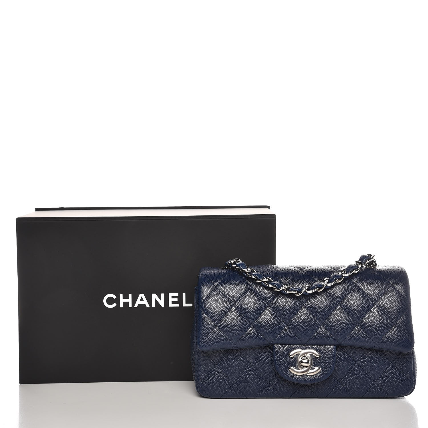 Chanel Caviar Quilted Mini Rectangular Flap Navy