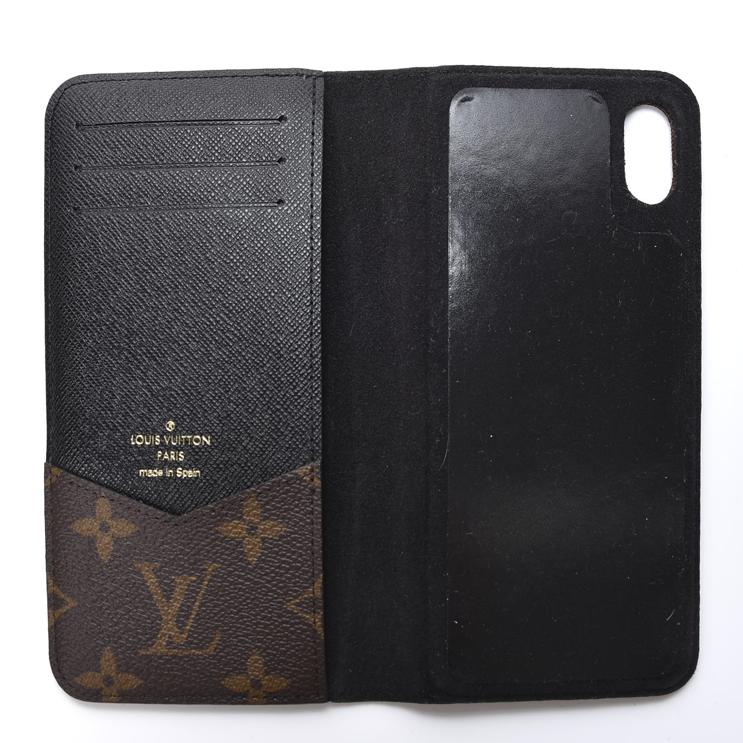 LOUIS VUITTON Monogram IPhone XS Max Folio Case Black 563654 FASHIONPHILE