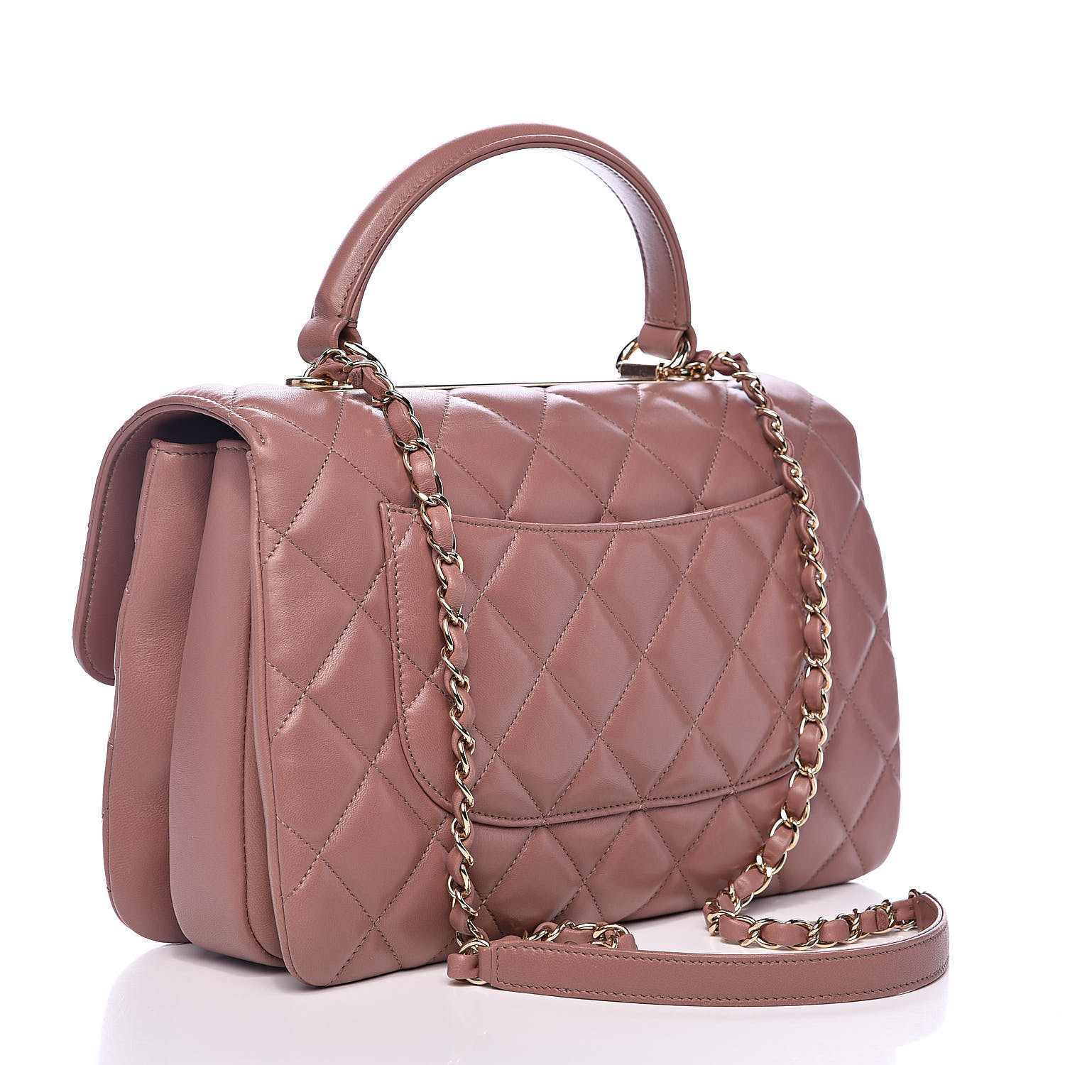 Chanel Lambskin Quilted Medium Trendy Cc Flap Dual Handle Bag Pink