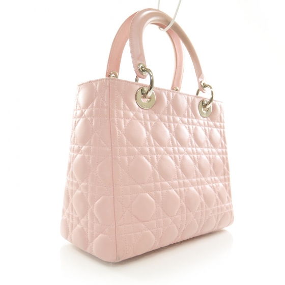 CHRISTIAN DIOR Lambskin Cannage Medium Lady Dior Pink 30601