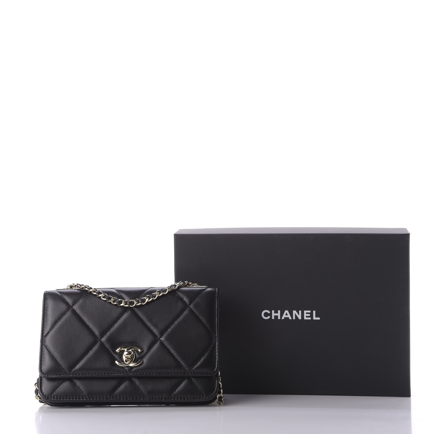 Chanel Lambskin Quilted Trendy Cc Wallet On Chain Woc Black