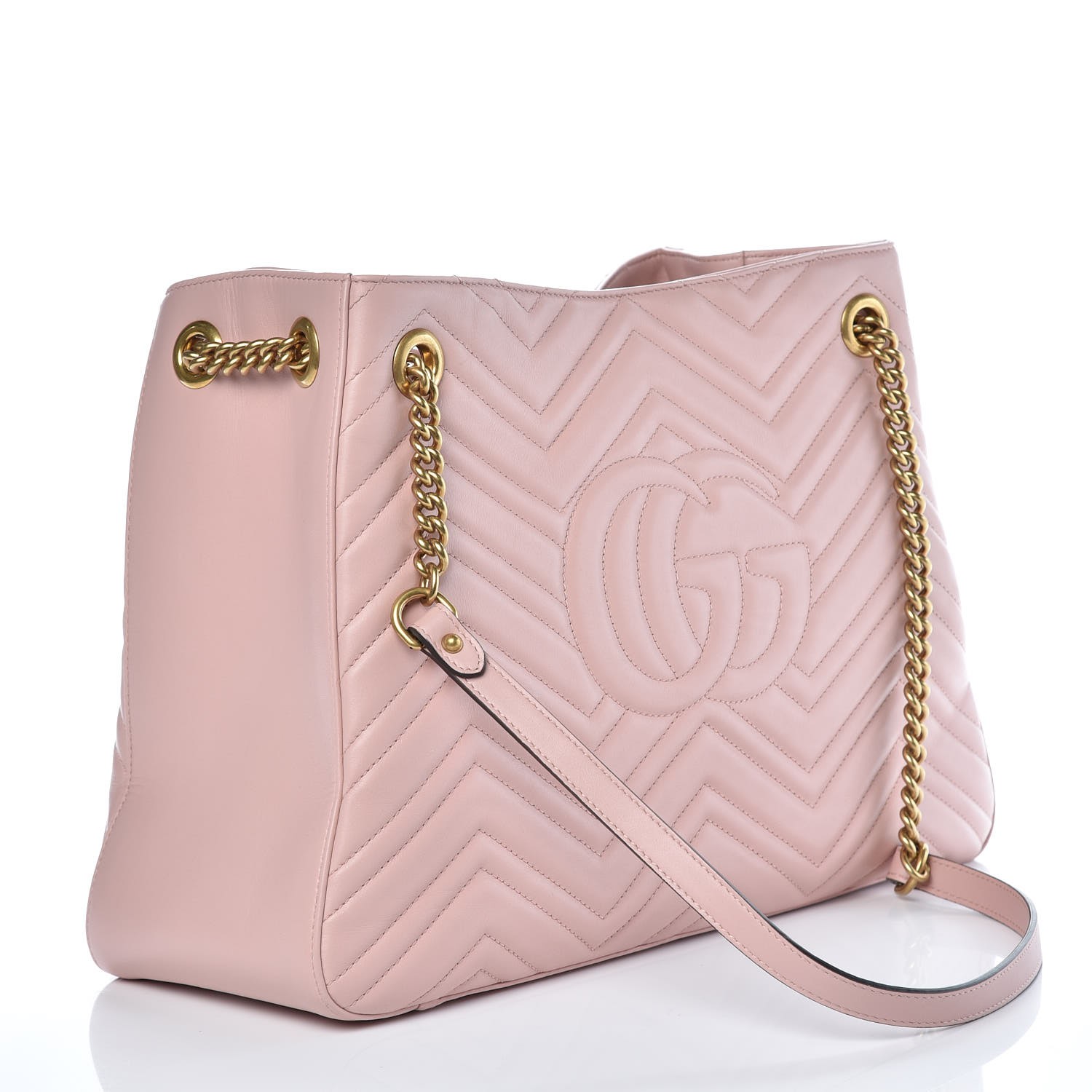 Gucci Calfskin Matelasse Medium Gg Marmont Shoulder Bag Light Pink