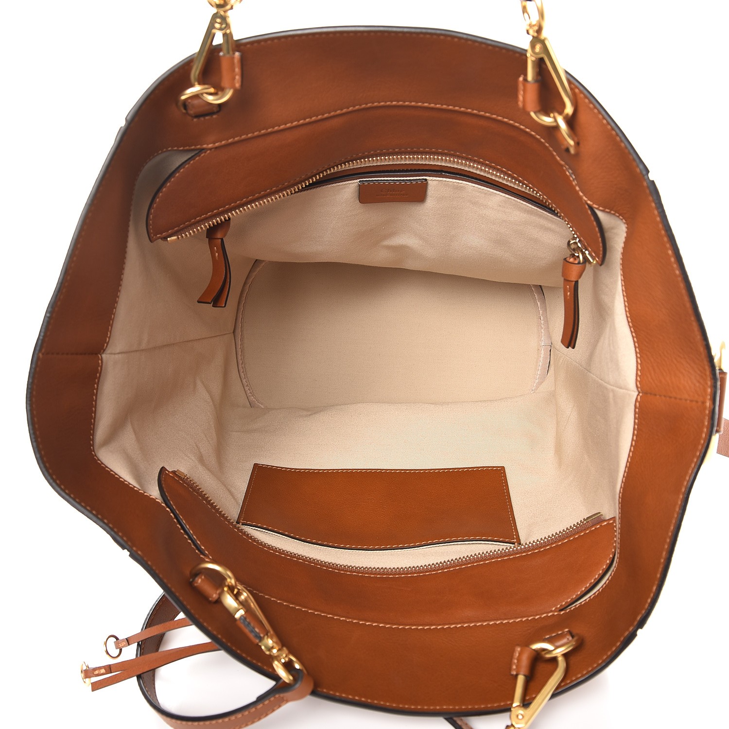 Chloe Smooth Calfskin Suede Medium Myer Double Carry Bag Caramel