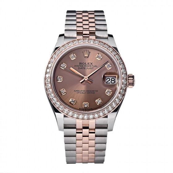 Rolex Stainless Steel K Everose Gold Diamond Mm Oyster Perpetual