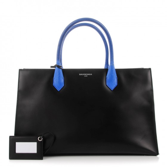 Balenciaga Calfskin Karung S Padlock Nude Work Black Electric Blue