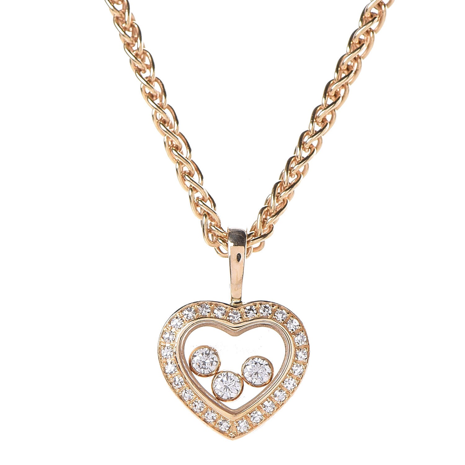 CHOPARD 18K Yellow Gold Happy Diamonds Floating Heart Pendant Necklace ...