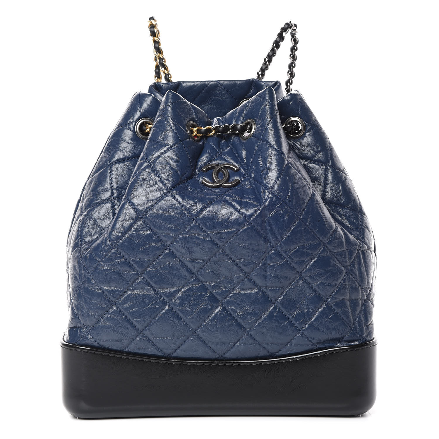 CHANEL Aged Calfskin Quilted Gabrielle Backpack Navy Black ...