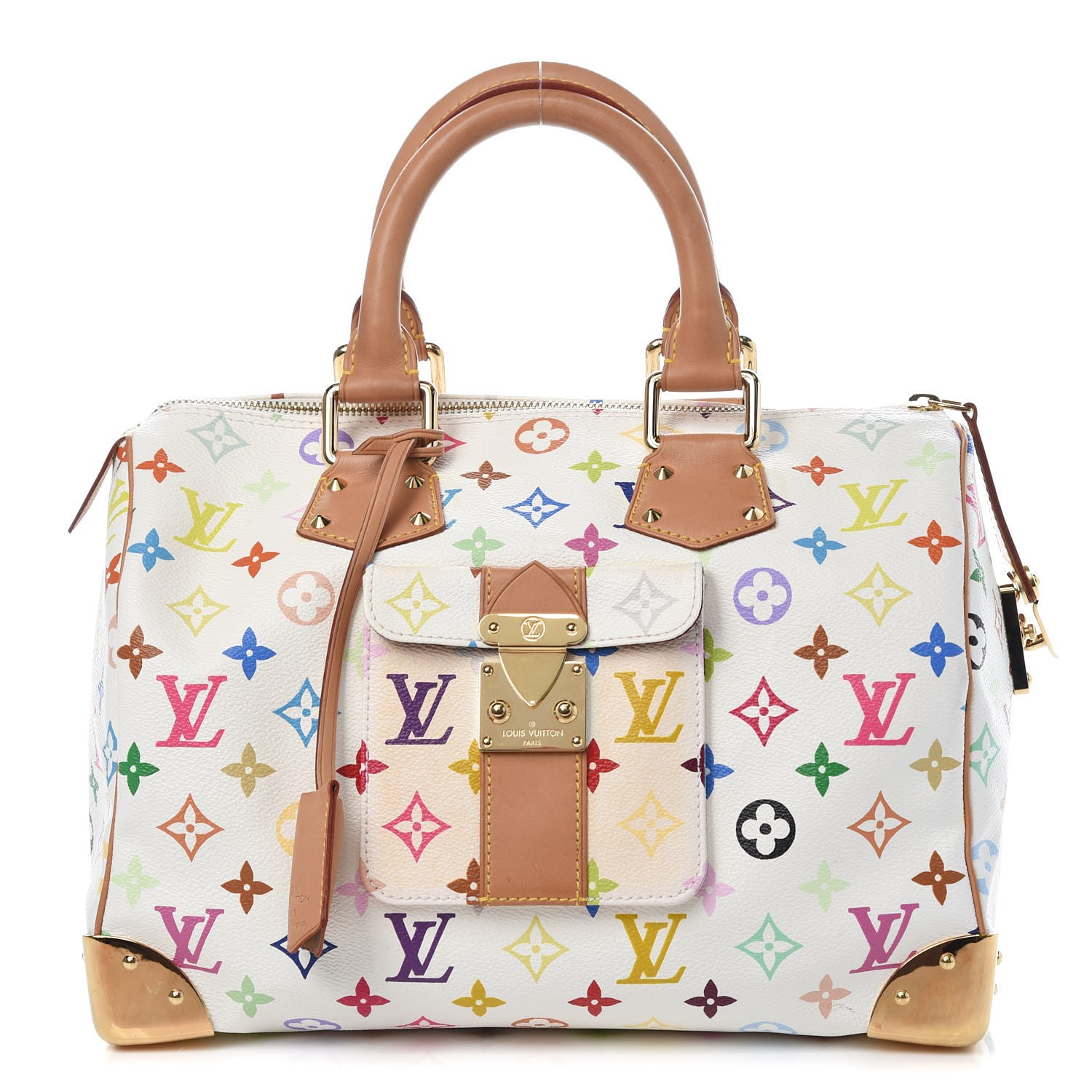 Louis Vuitton M92649 Monogram Multicolor White Pochette Hand Bag Pouch Used