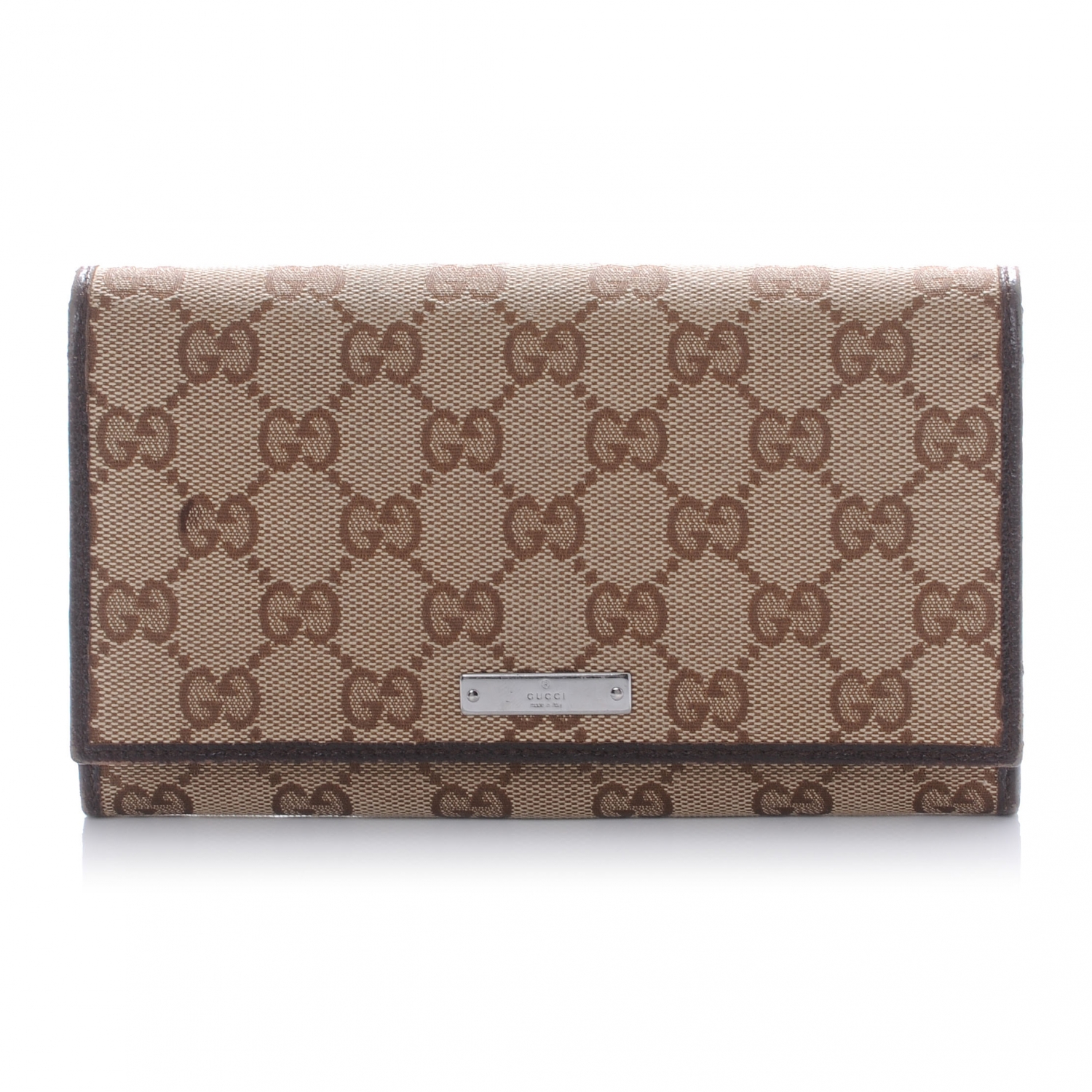 GUCCI Monogram Engraved Metal Plate Wallet 45445