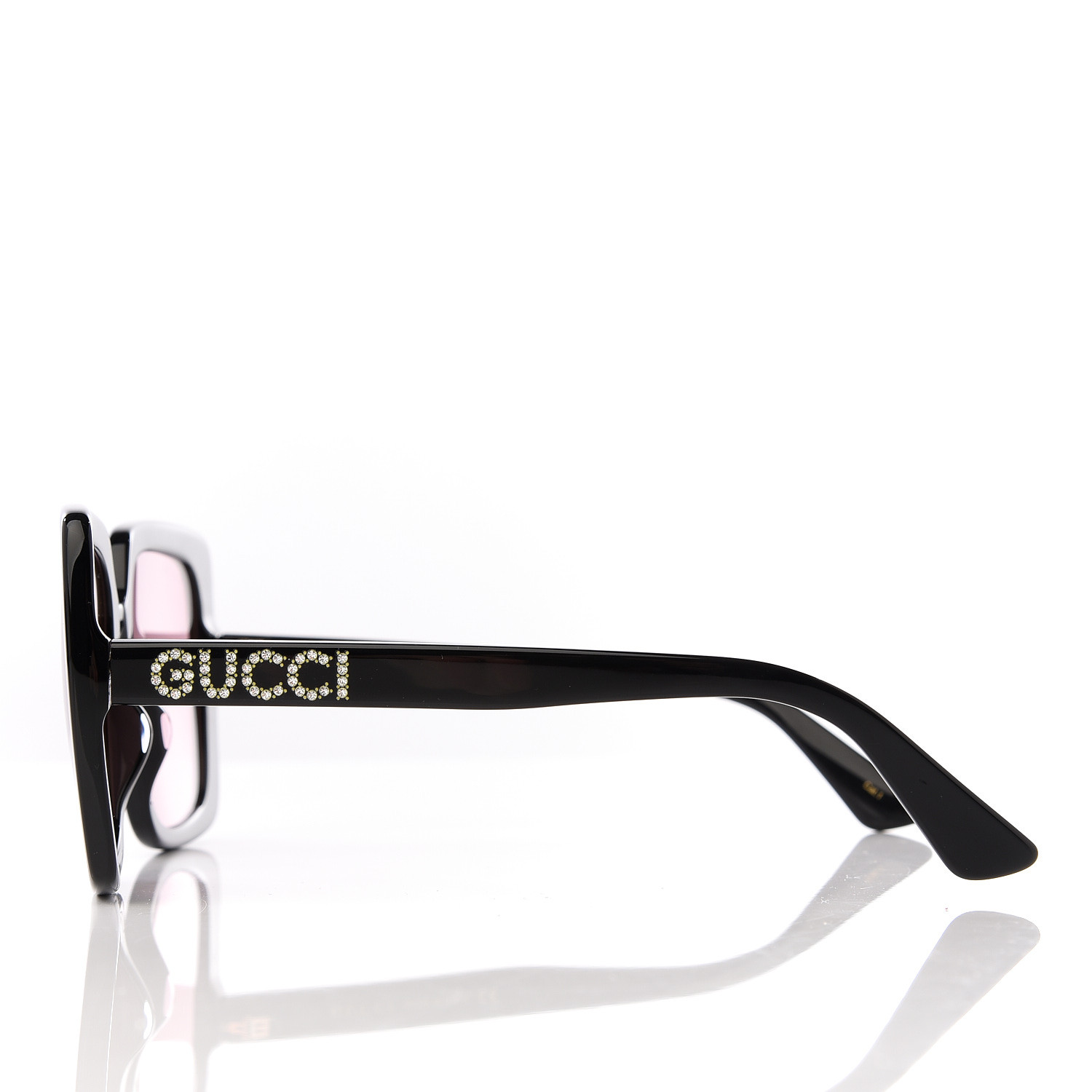 Gucci Crystal Square Frame Gg Sunglasses Gg0418s Black Pink 575401 