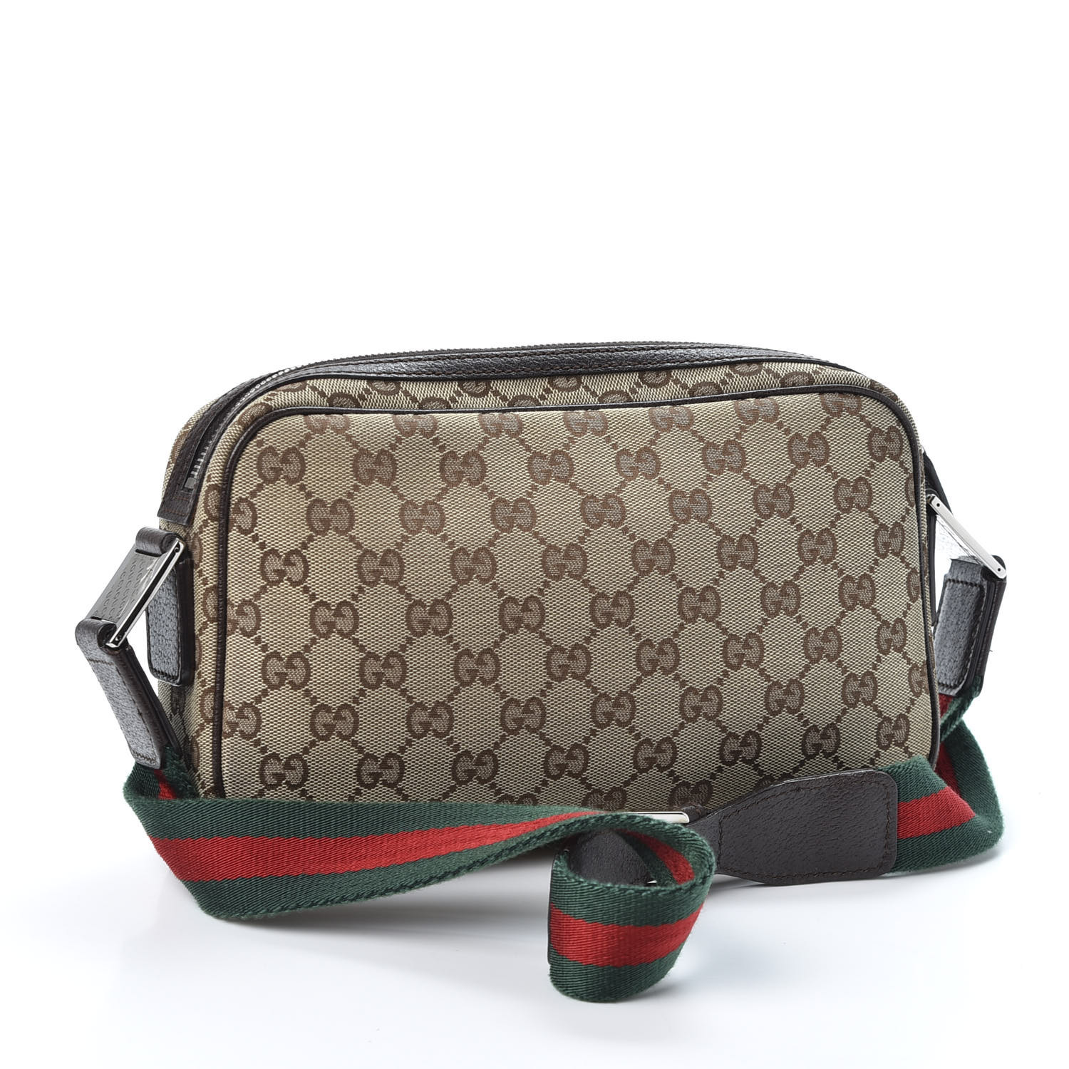 GUCCI Monogram Signature Web Camera Bag Brown 576380 | FASHIONPHILE