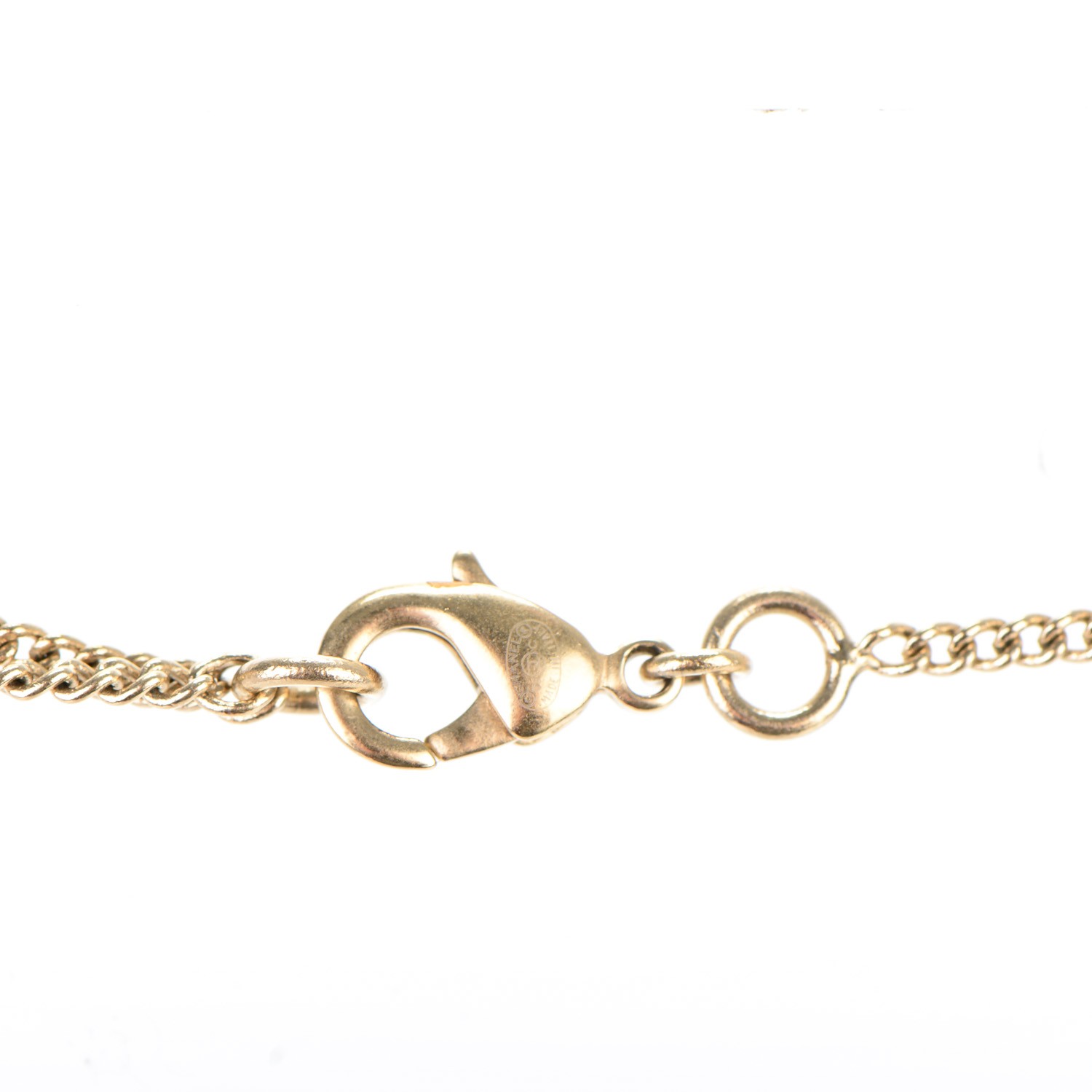 CHANEL Satin CC Heart Chain Necklace Black Light Gold 151237