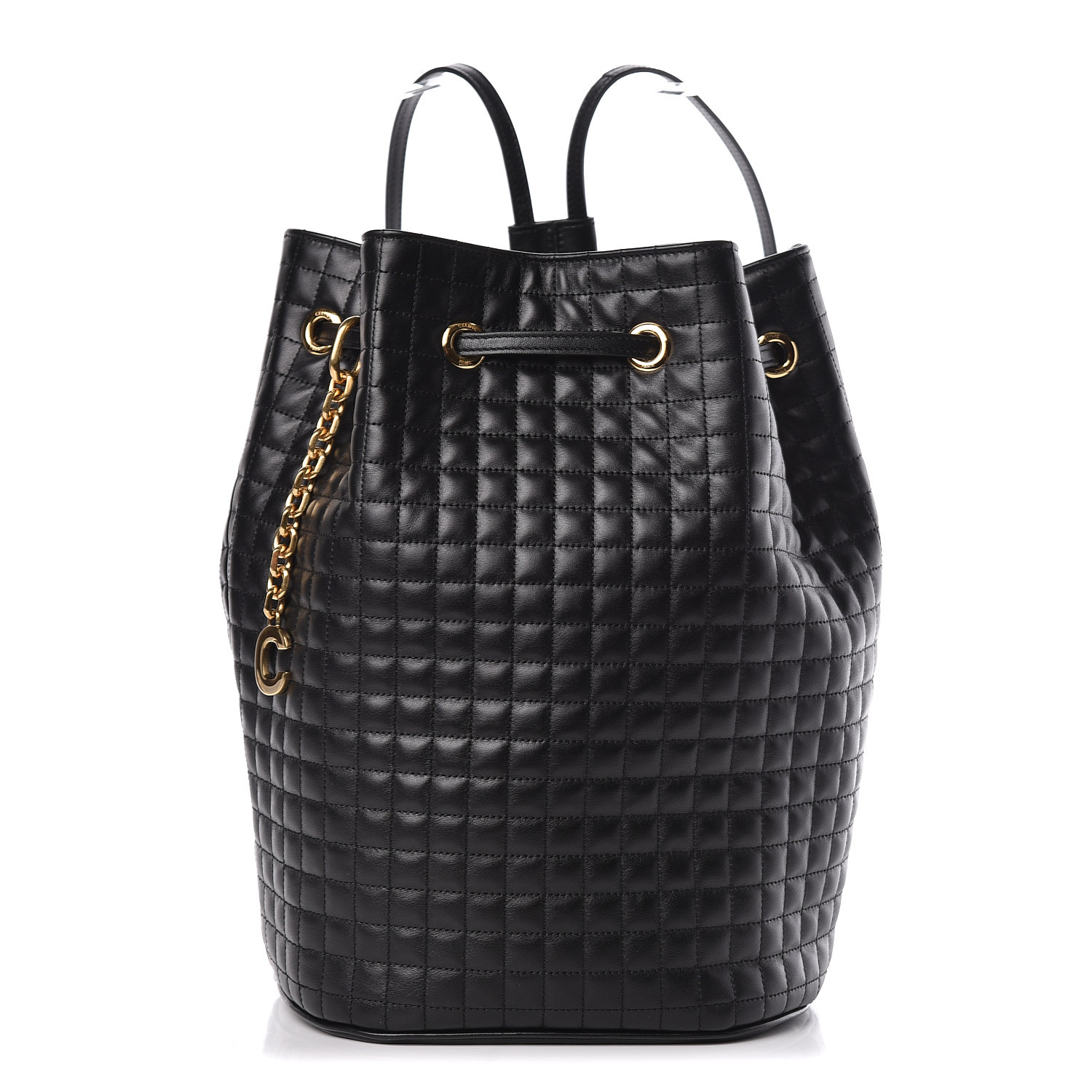 CELINE Calfskin Quilted Small C Backpack Black 464908