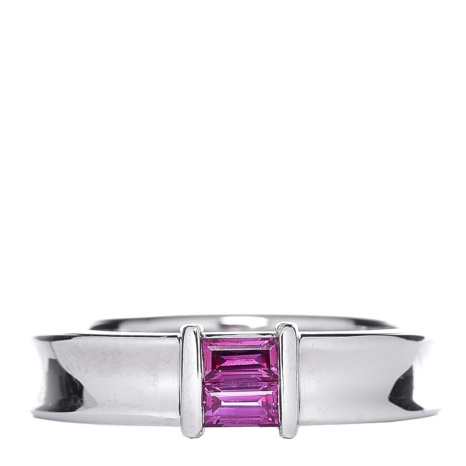 TIFFANY 18K White Gold Pink Sapphire Stacking Ring 52 6 391509