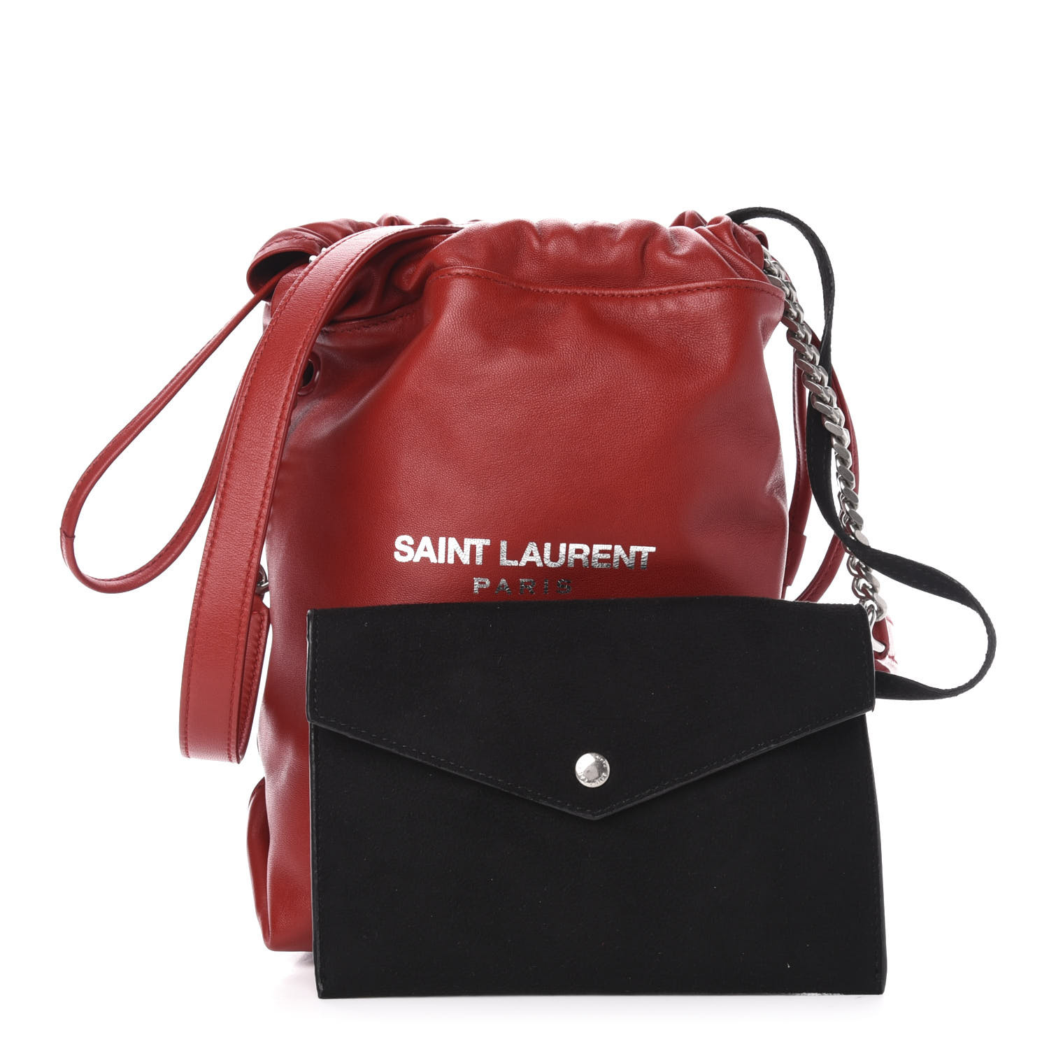 Saint Laurent Lambskin Small Teddy Bucket Bag Red 691538 Fashionphile