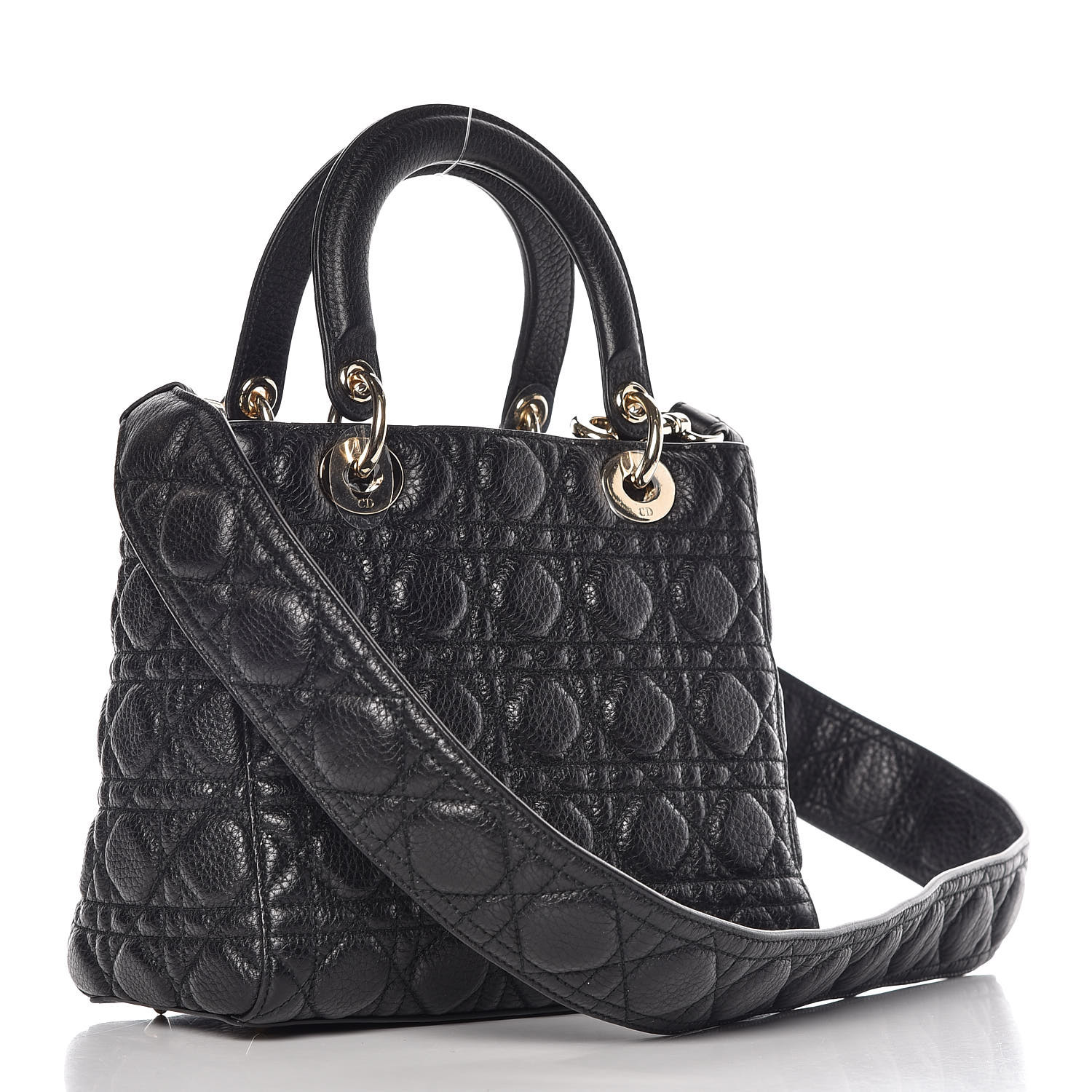View Medium Lady Dior Bag Black Ultramatte Cannage Calfskin Images