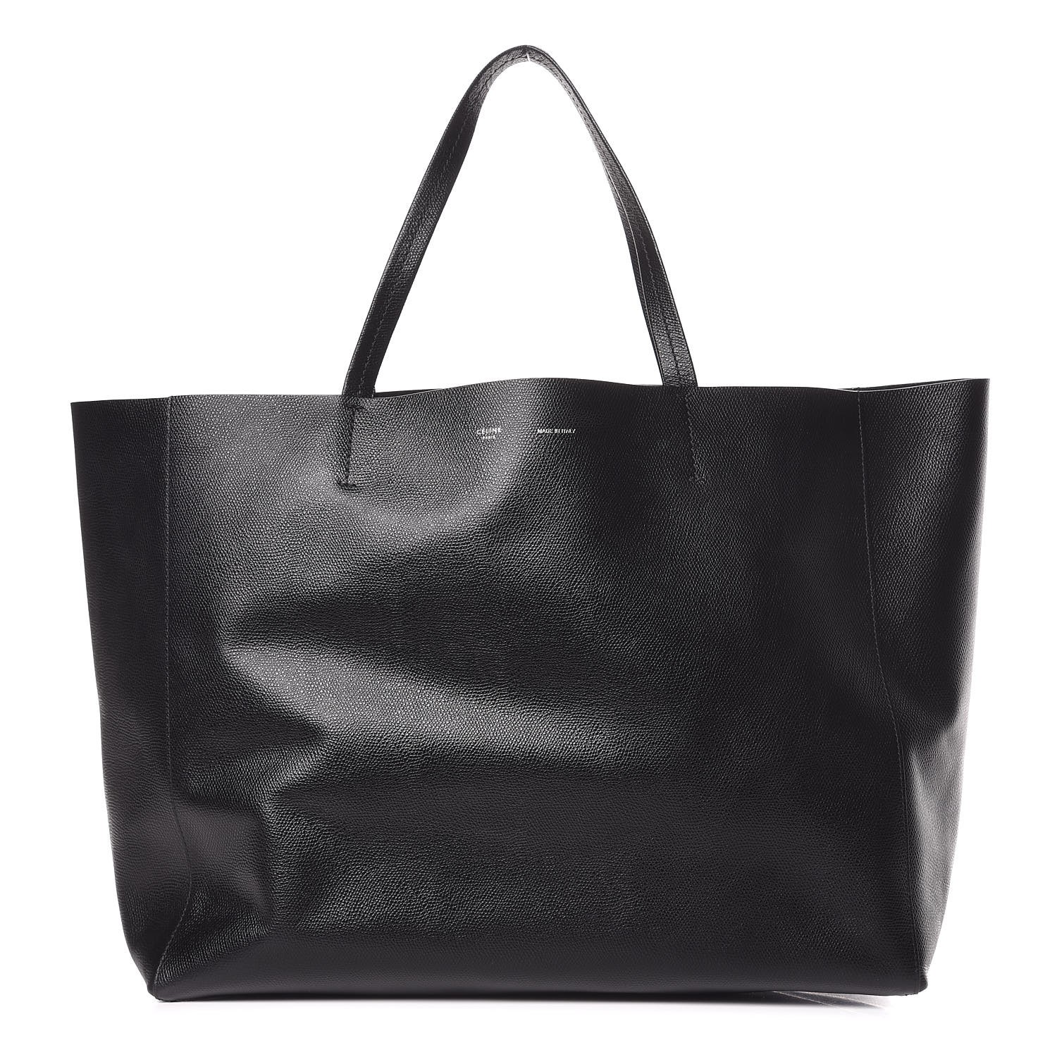 CELINE Grained Calfskin Horizontal Cabas Tote Black 334058