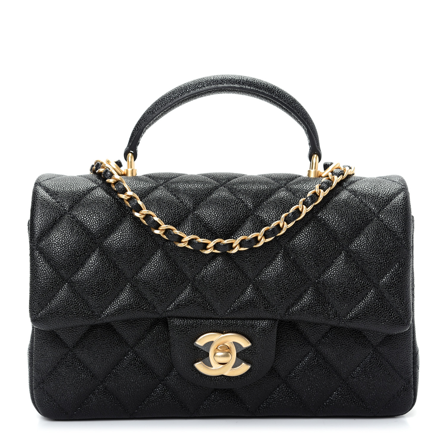 CHANEL Caviar Quilted Mini Top Handle Rectangular Flap Black 710344 ...
