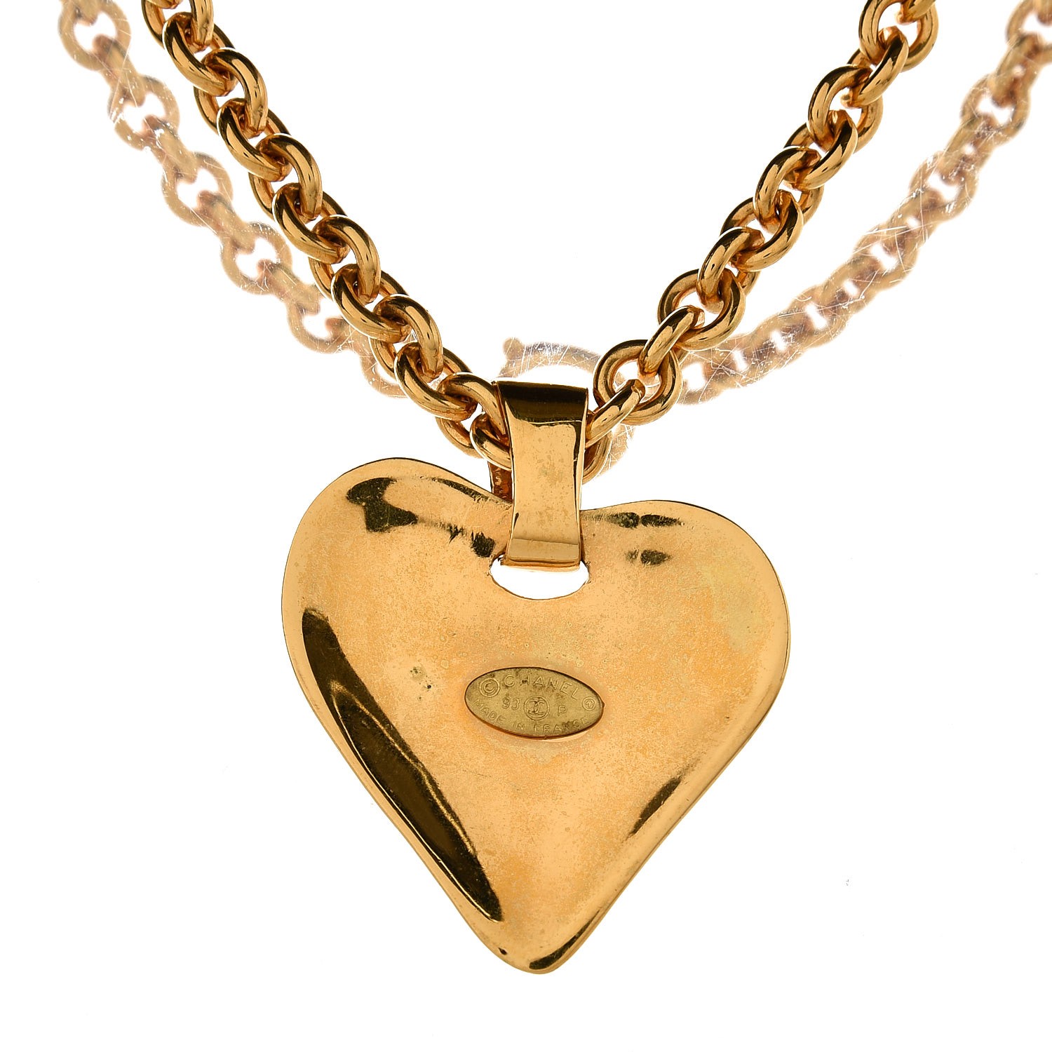 CHANEL CC Heart Chain Pendant Necklace Gold 261789
