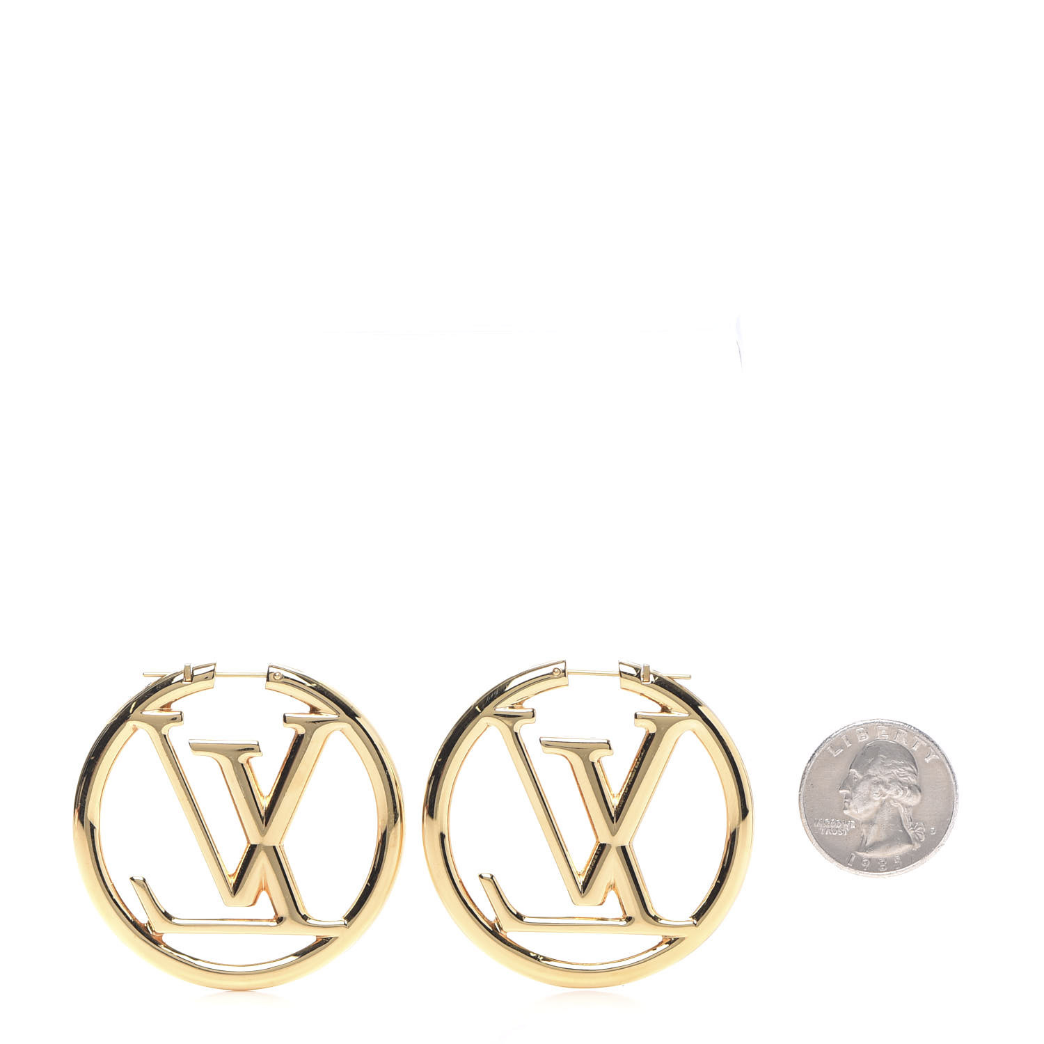 LOUIS VUITTON Louise Hoop Earrings Gold 489227