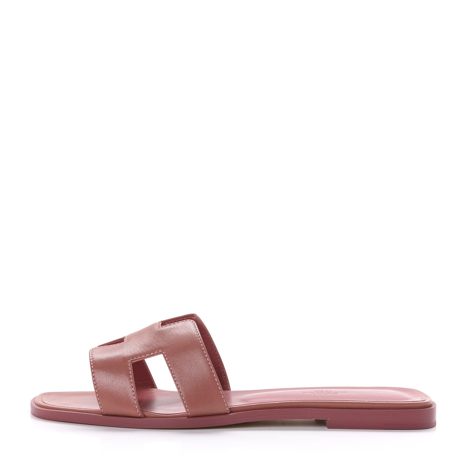 HERMES Goatskin Oran Sandals 40 Rouge 