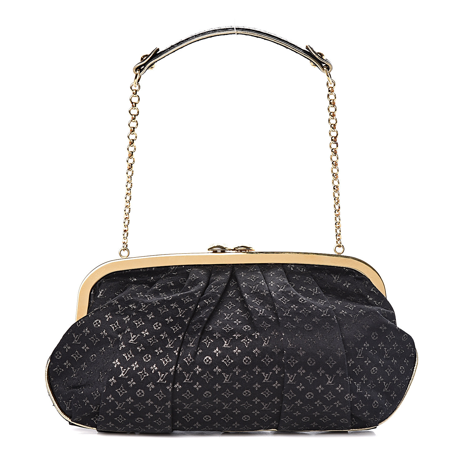 Louis Vuitton Monogram Black Satin 2in1 Evening Clutch Flap Chain Shoulder  Bag For Sale at 1stDibs