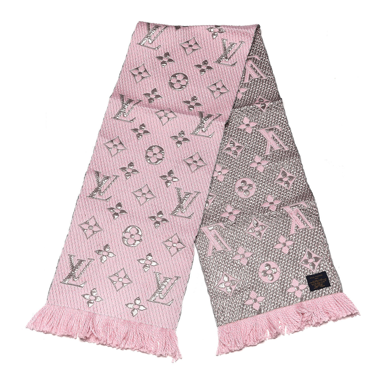 Louis Vuitton Pink Wool & Silk Logomania Shine Scarf Louis Vuitton