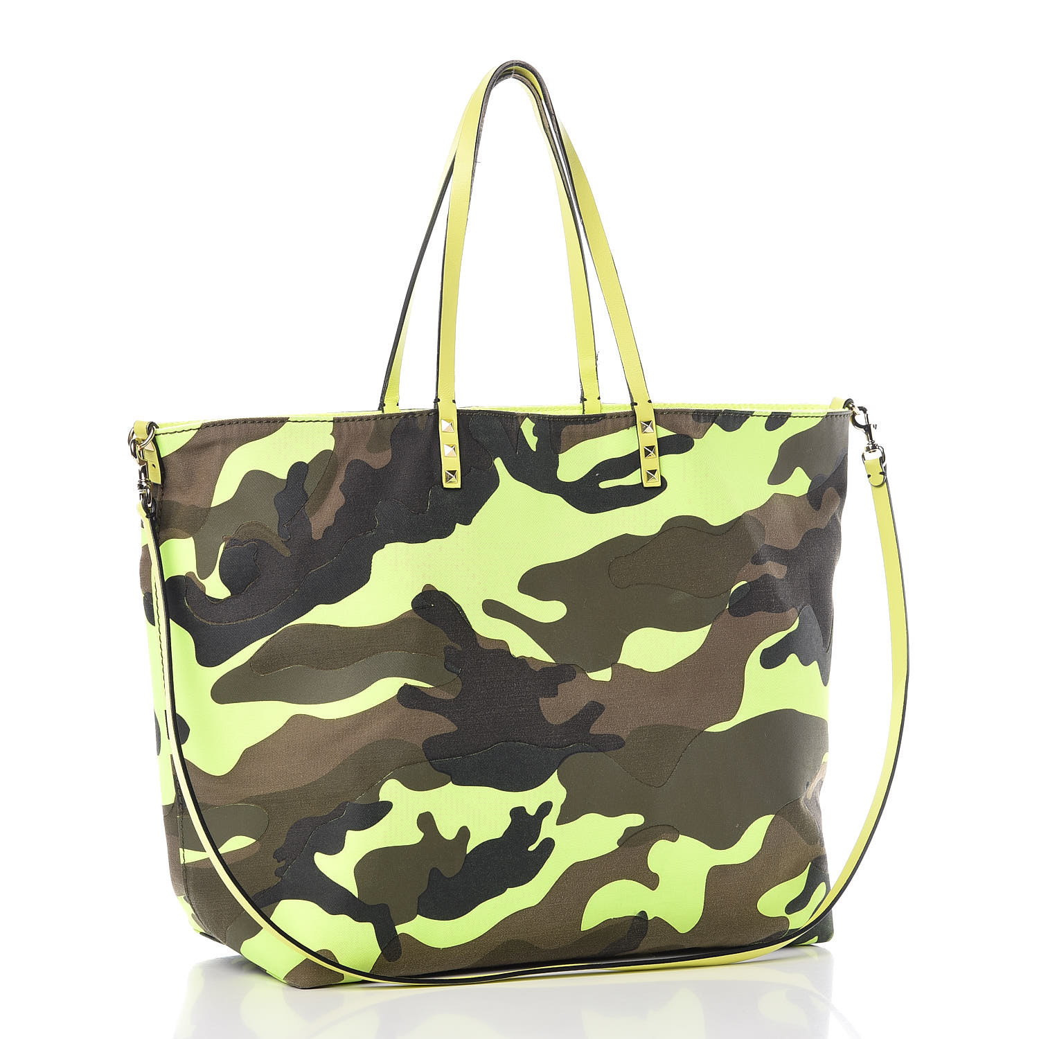 VALENTINO Canvas Rockstud Camouflage Reversible Tote Multicolor 361543