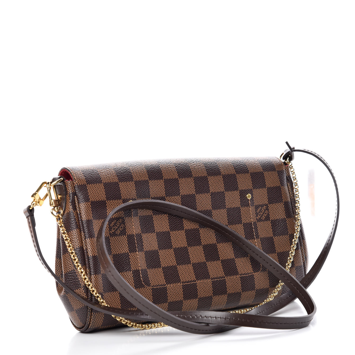 louis vuitton favorite damier ebene mm red lining