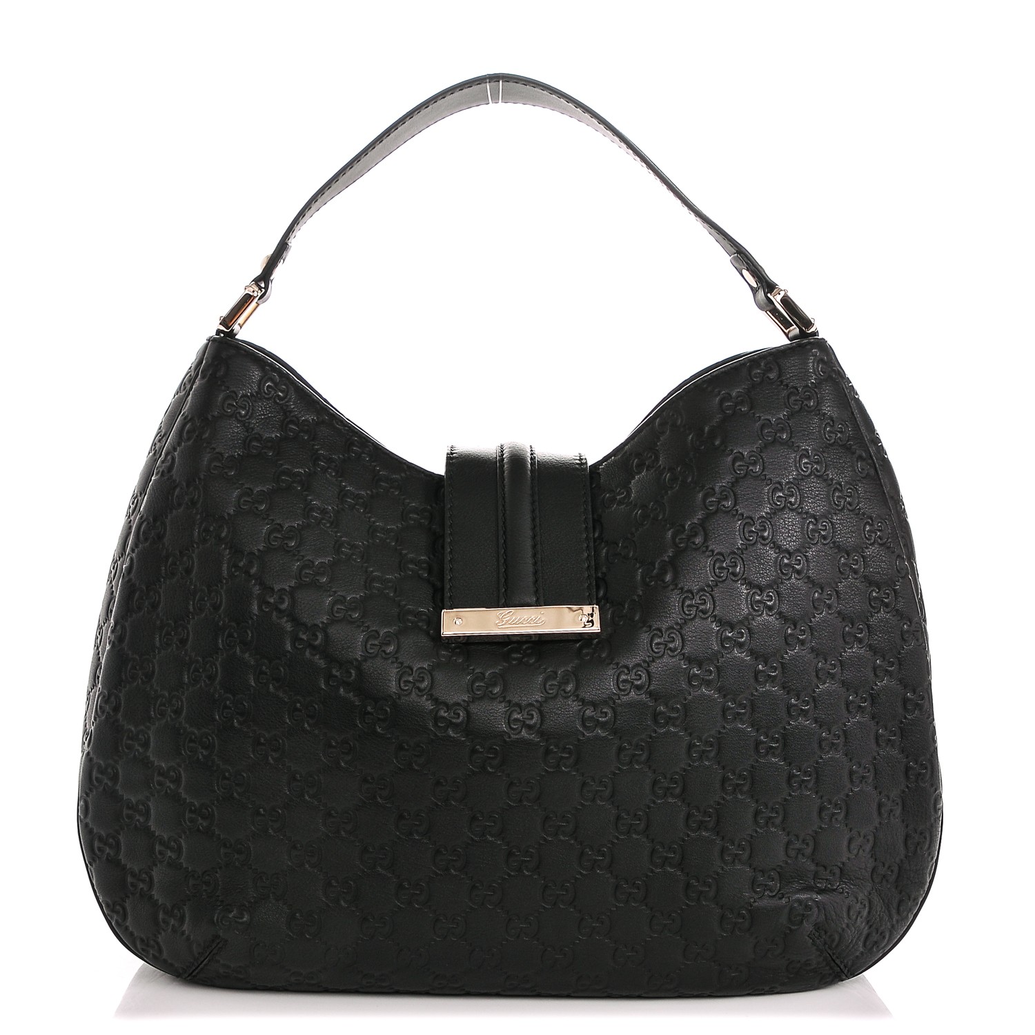 GUCCI Guccissima Large New Ladies Web Hobo Black 184322 | FASHIONPHILE