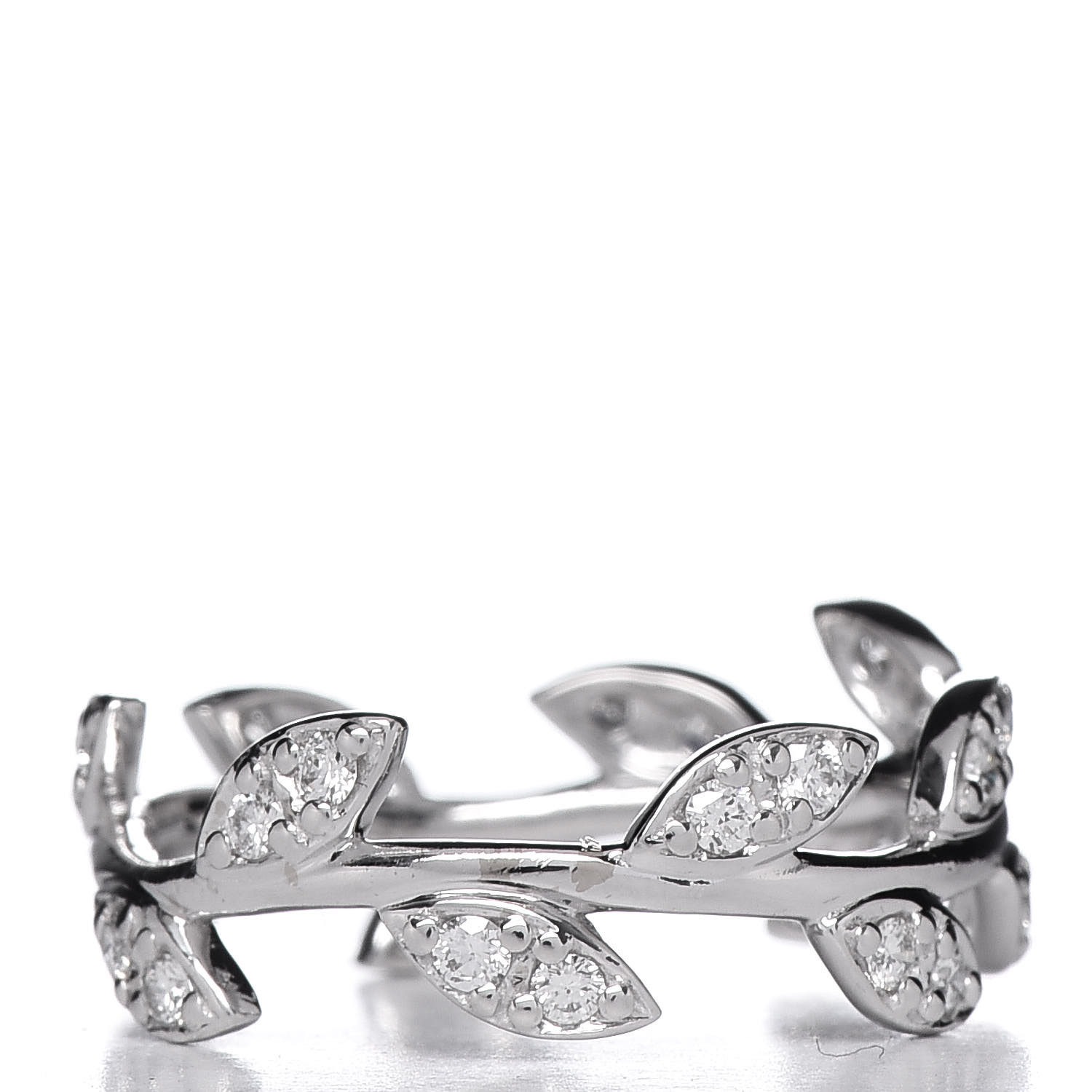 Tiffany 18k White Gold Diamond Paloma Picasso Narrow Olive Leaf Band Ring 52 6 403256