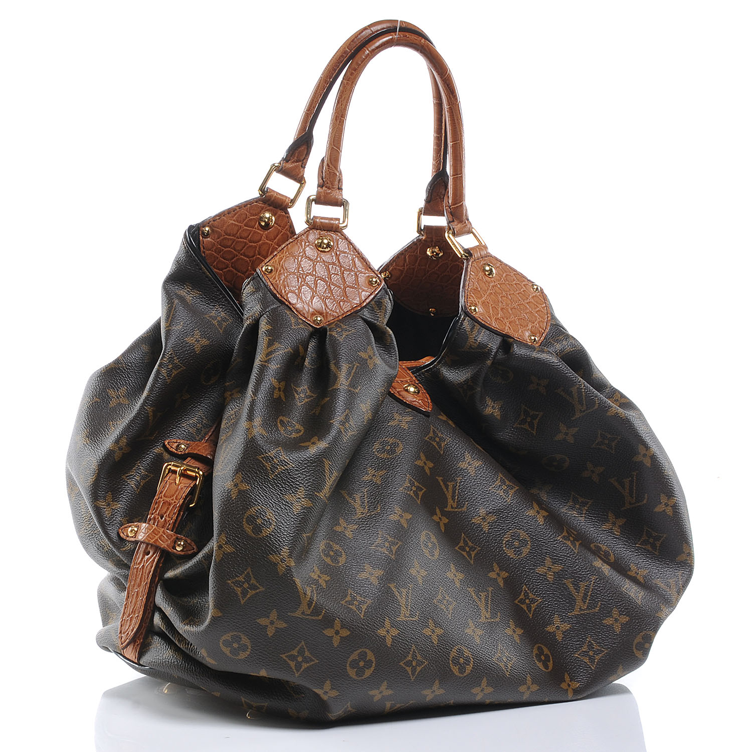 LOUIS VUITTON Monogram Mahina XL Crocodile Trim Tote 50216