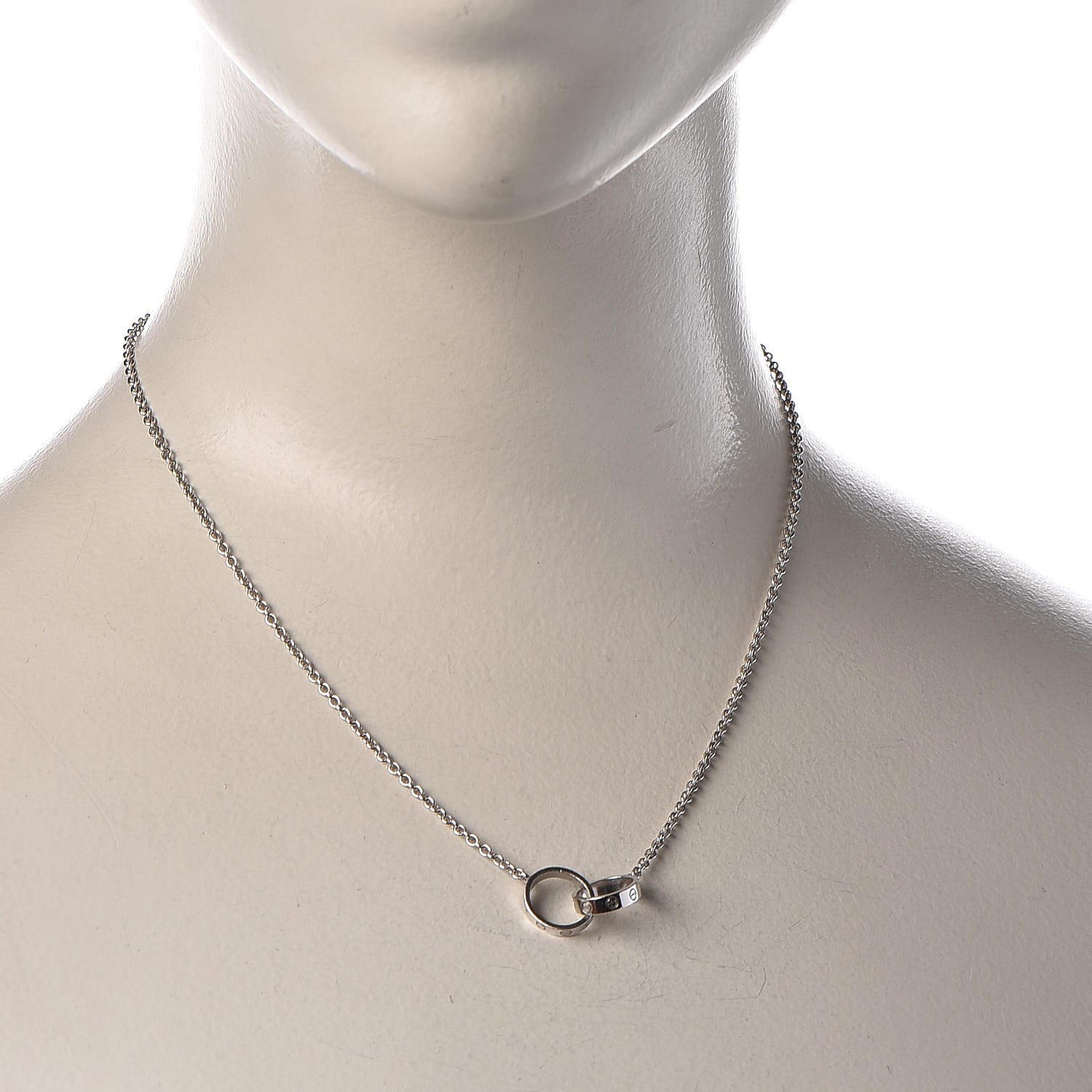 CARTIER 18K White Gold Interlocking LOVE Necklace 293726