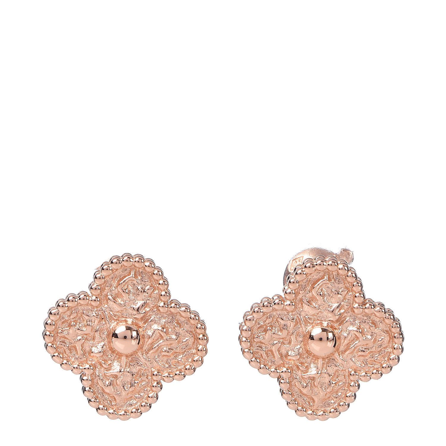 VAN CLEEF & ARPELS 18K Rose Gold Vintage Alhambra Earrings 474636