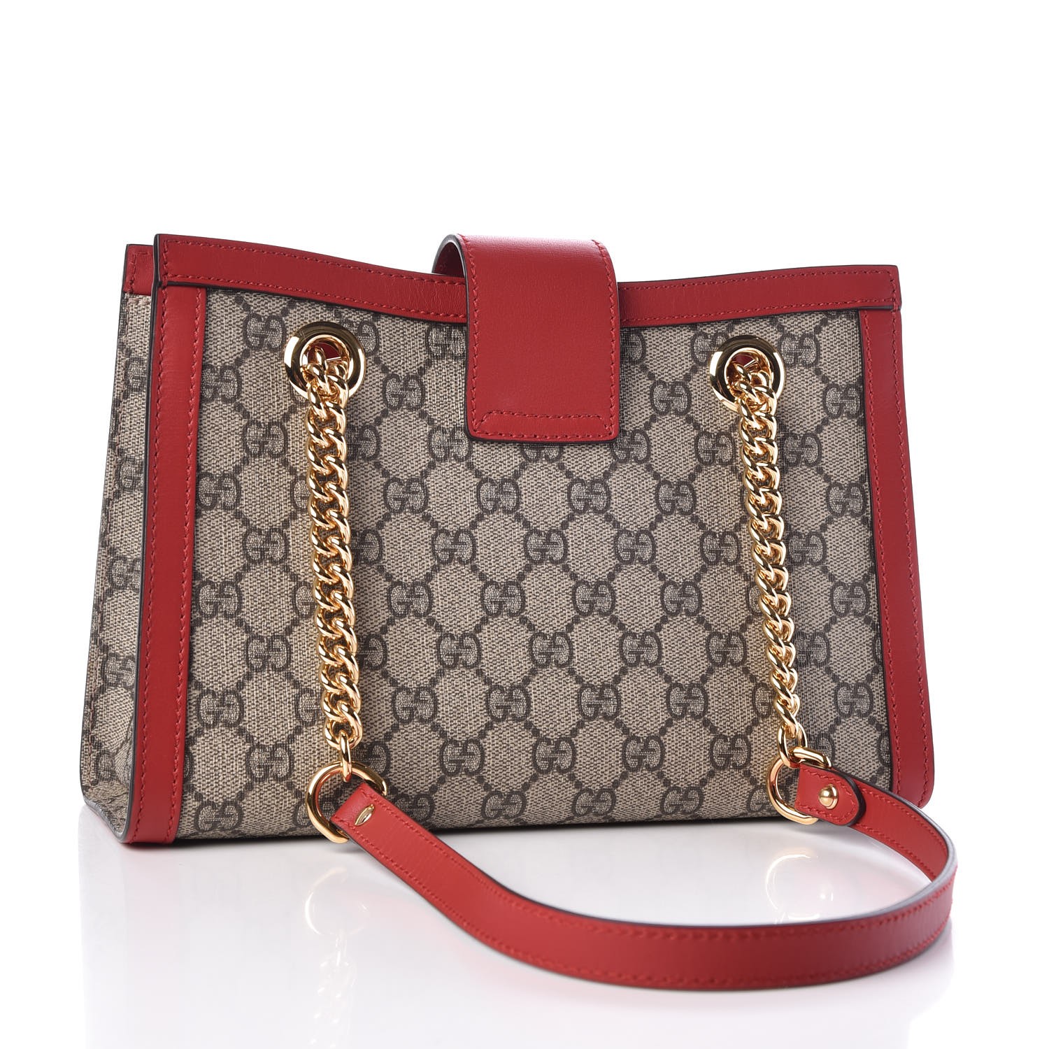 GUCCI GG Supreme Monogram Small Padlock Shoulder Bag Red 320460