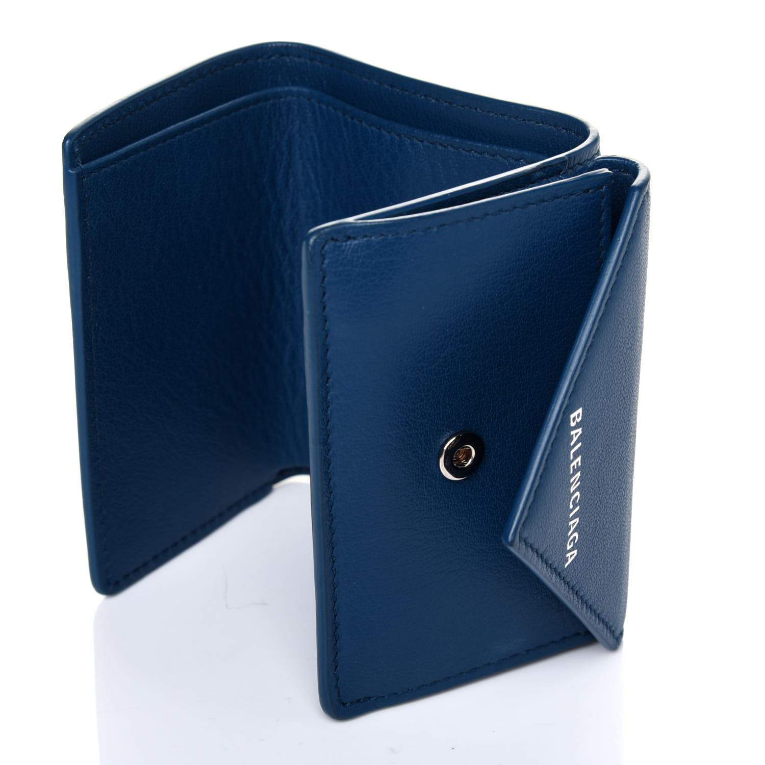 BALENCIAGA Calfskin Mini Papier Wallet Blue Marine 733493 | FASHIONPHILE