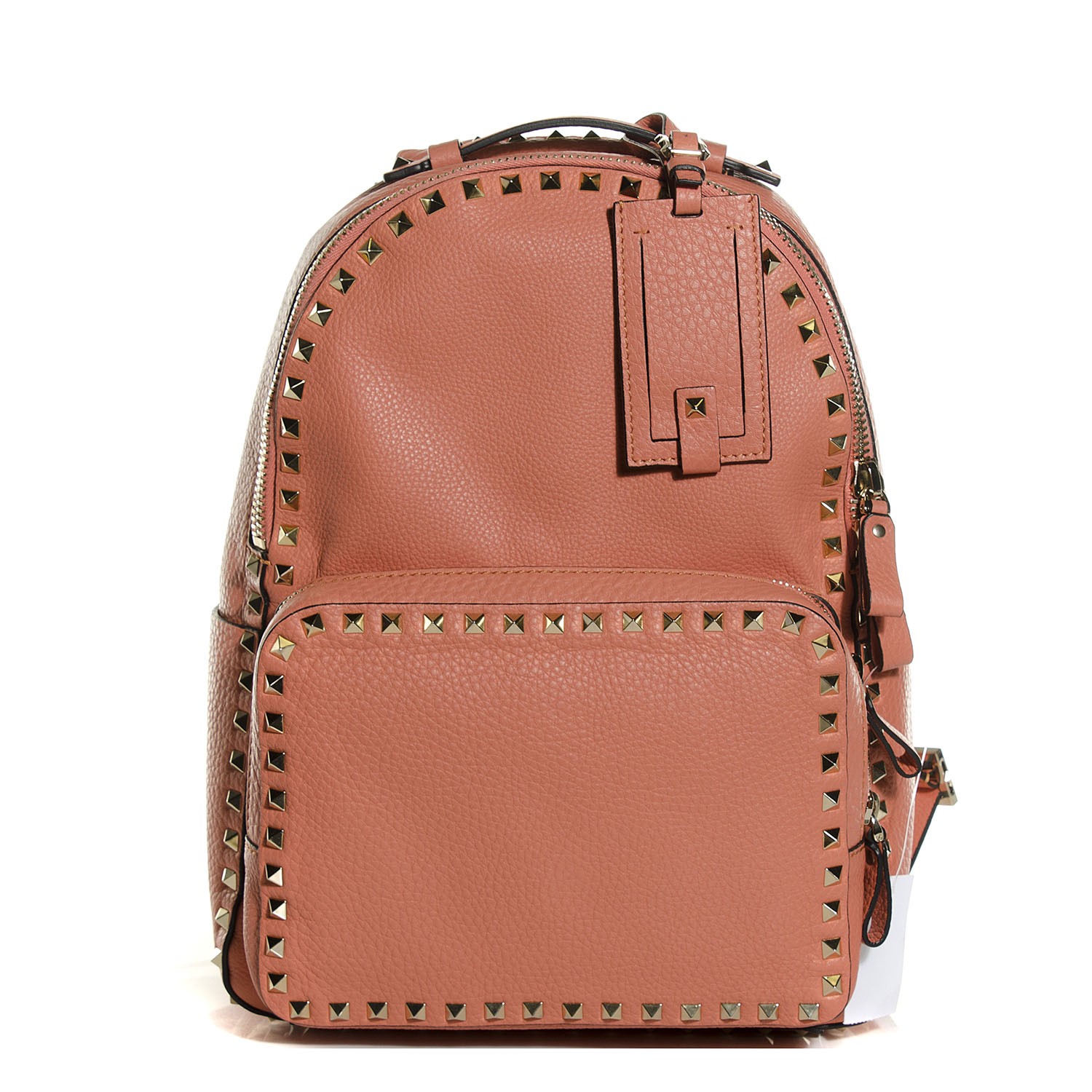 VALENTINO Grained Calfskin Medium Rockstud Backpack Coral 107091 ...