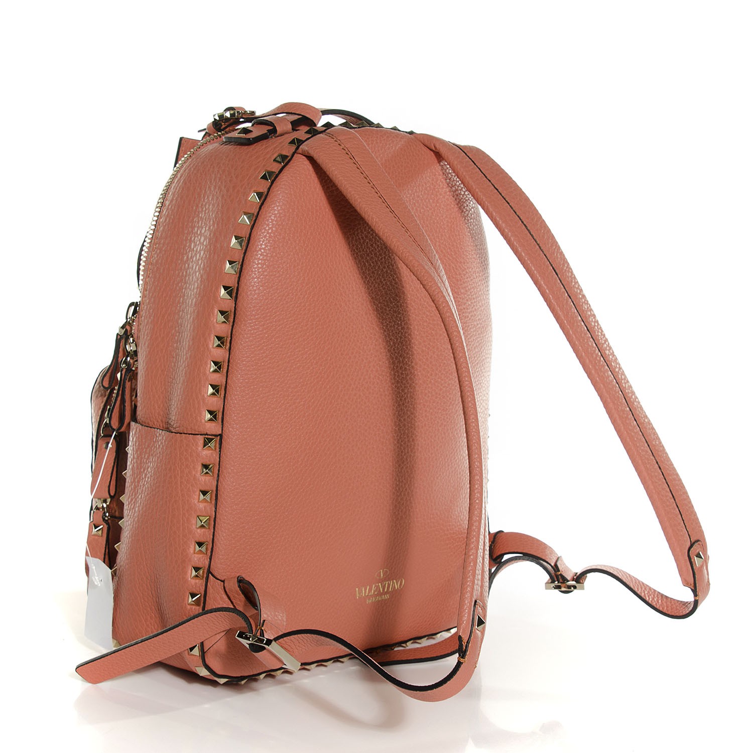 VALENTINO Grained Calfskin Medium Rockstud Backpack Coral 107091 ...