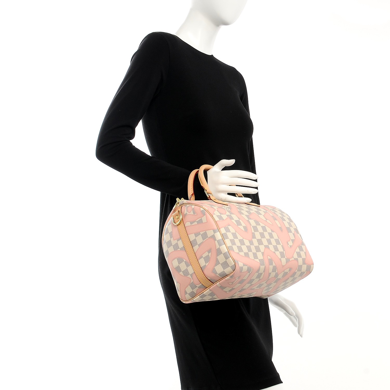 Louis Vuitton Speedy Bandouliere Damier Azur Tahitienne 30 Rose ...