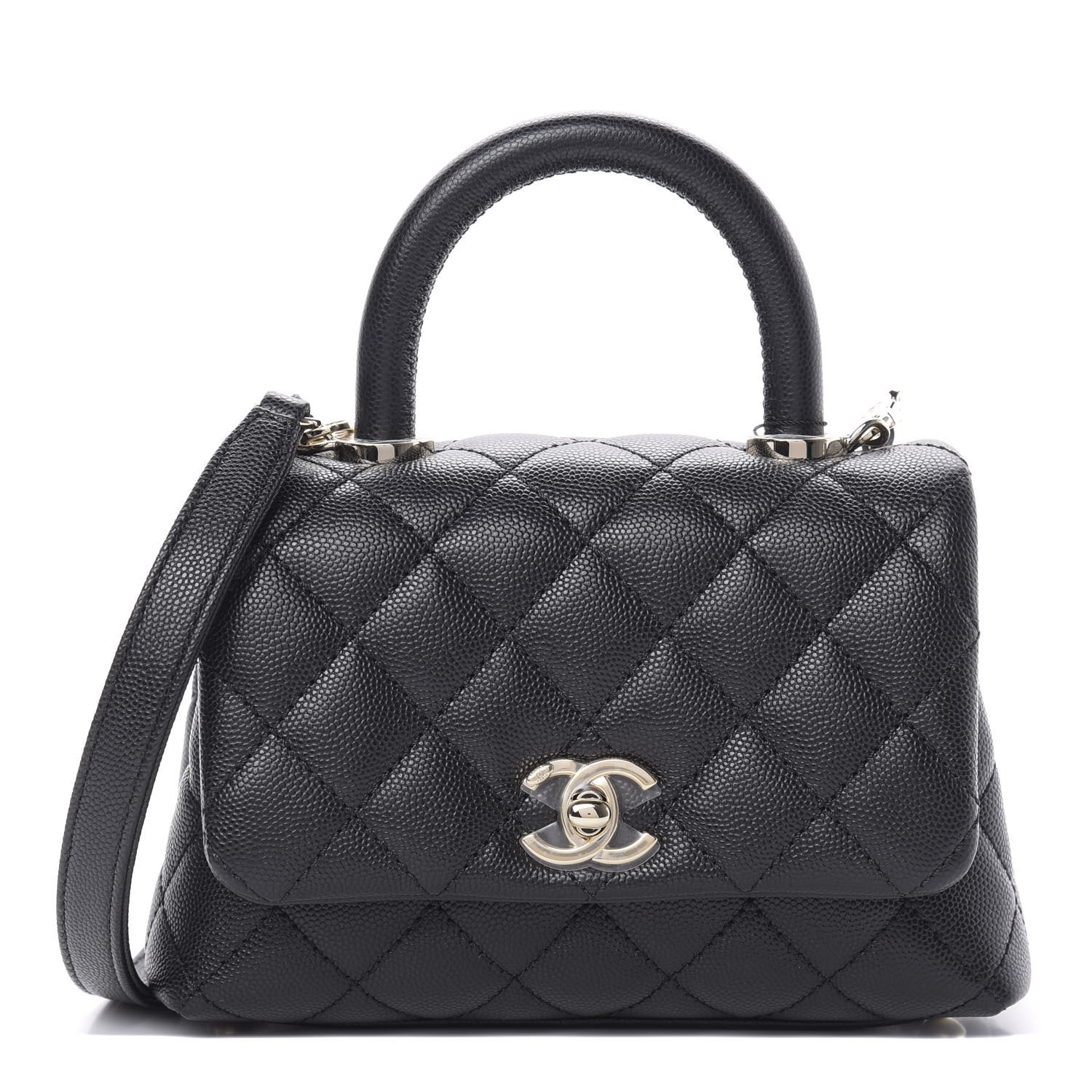 Chanel Caviar Quilted Extra Mini Coco Handle Flap Black Fashionphile