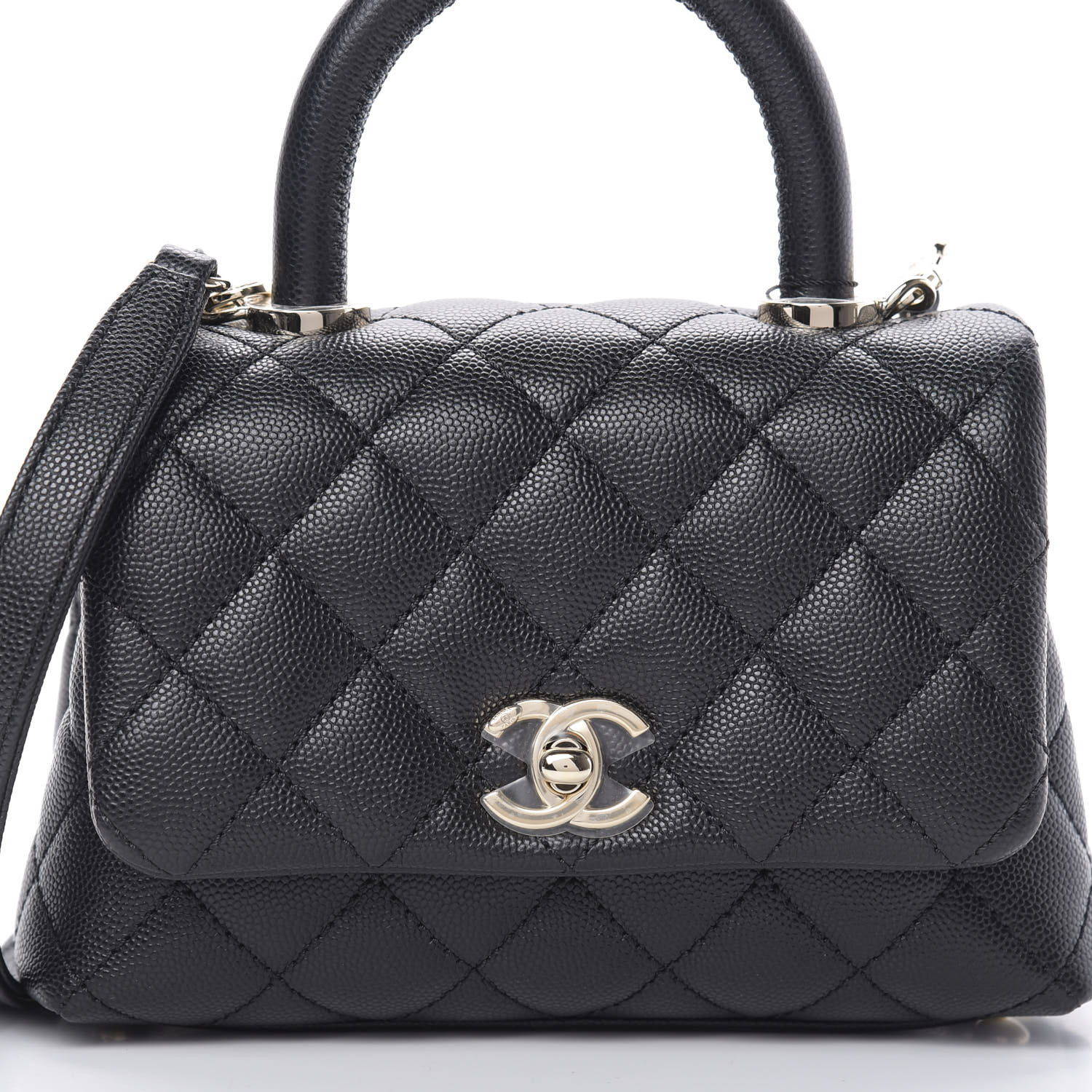 CHANEL Caviar Quilted Extra Mini Coco Handle Flap Black 621369 ...