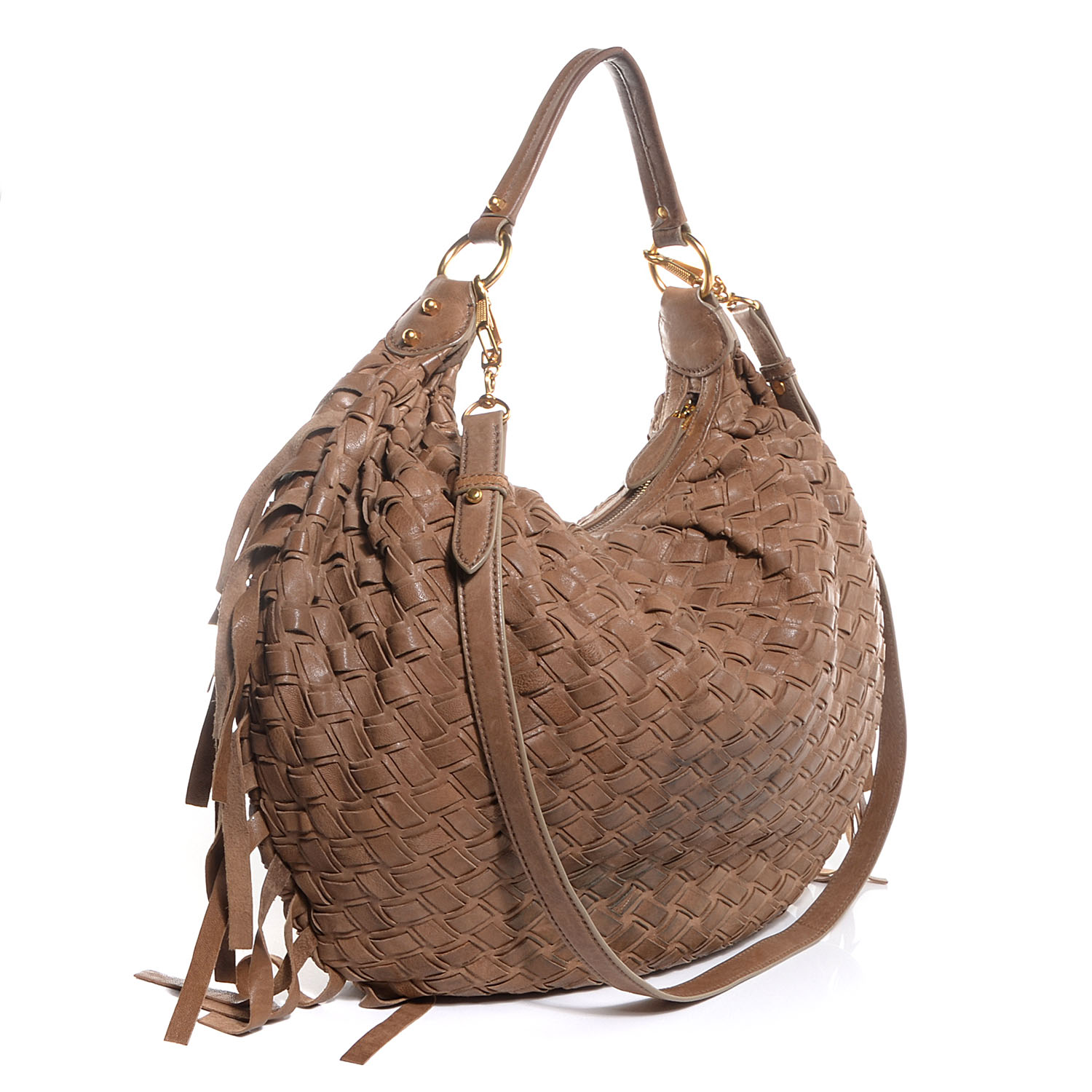 miu miu woven leather hobo bag