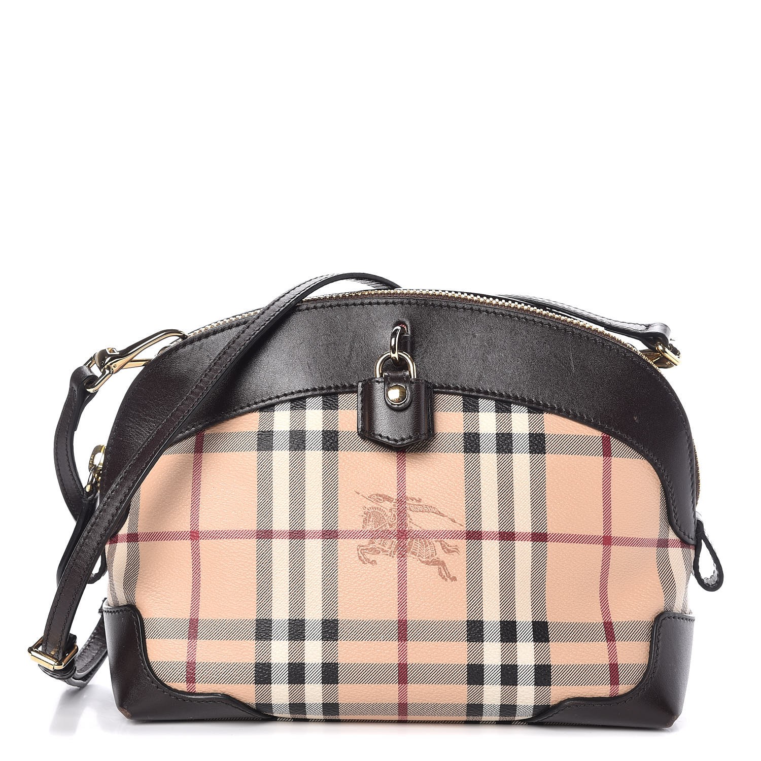 BURBERRY Haymarket Check Small Primrose Crossbody Bag Chocolate 349839