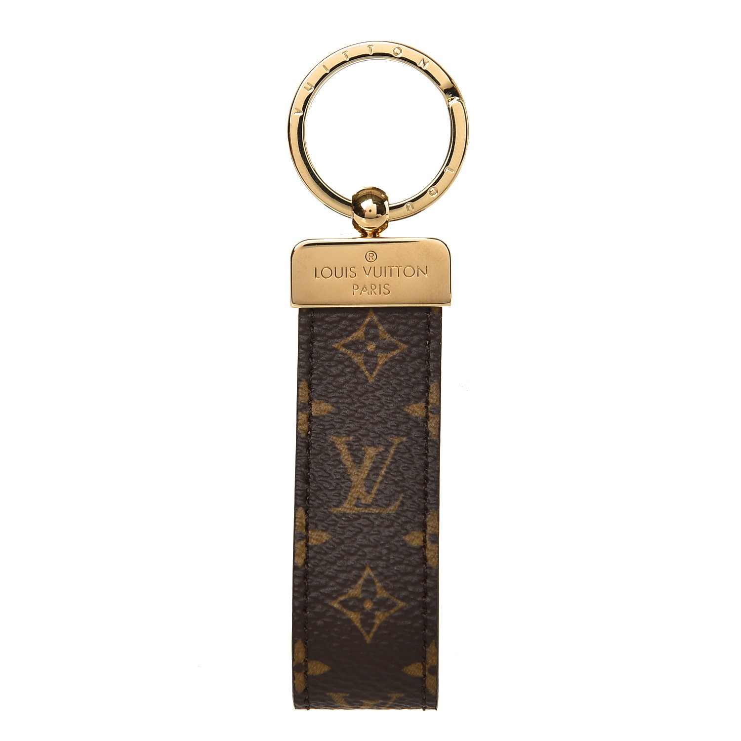 LOUIS VUITTON Monogram Canvas Leather LV Dragonne Key Ring