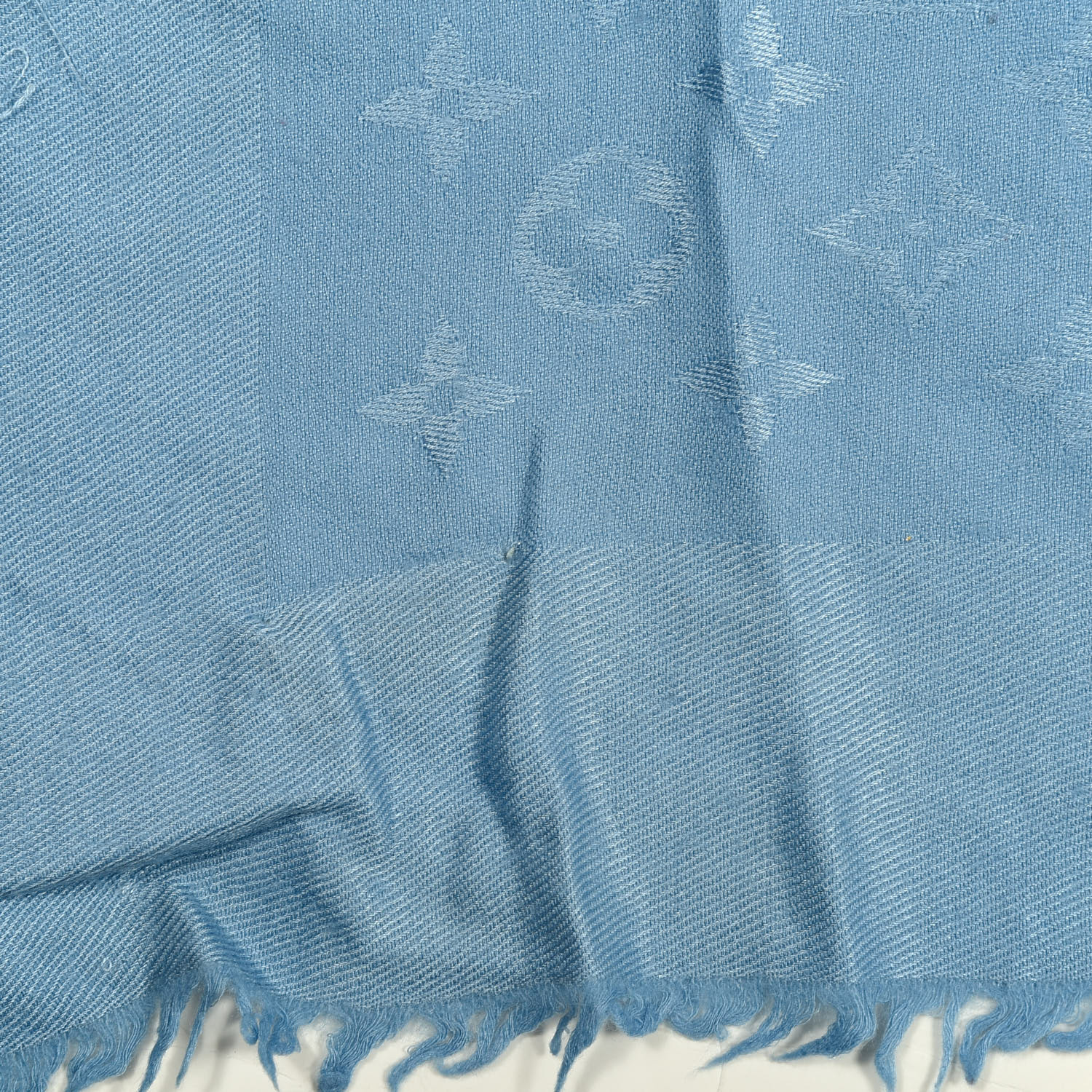 LOUIS VUITTON Silk Wool Monogram Shawl Light Blue 686078 | FASHIONPHILE